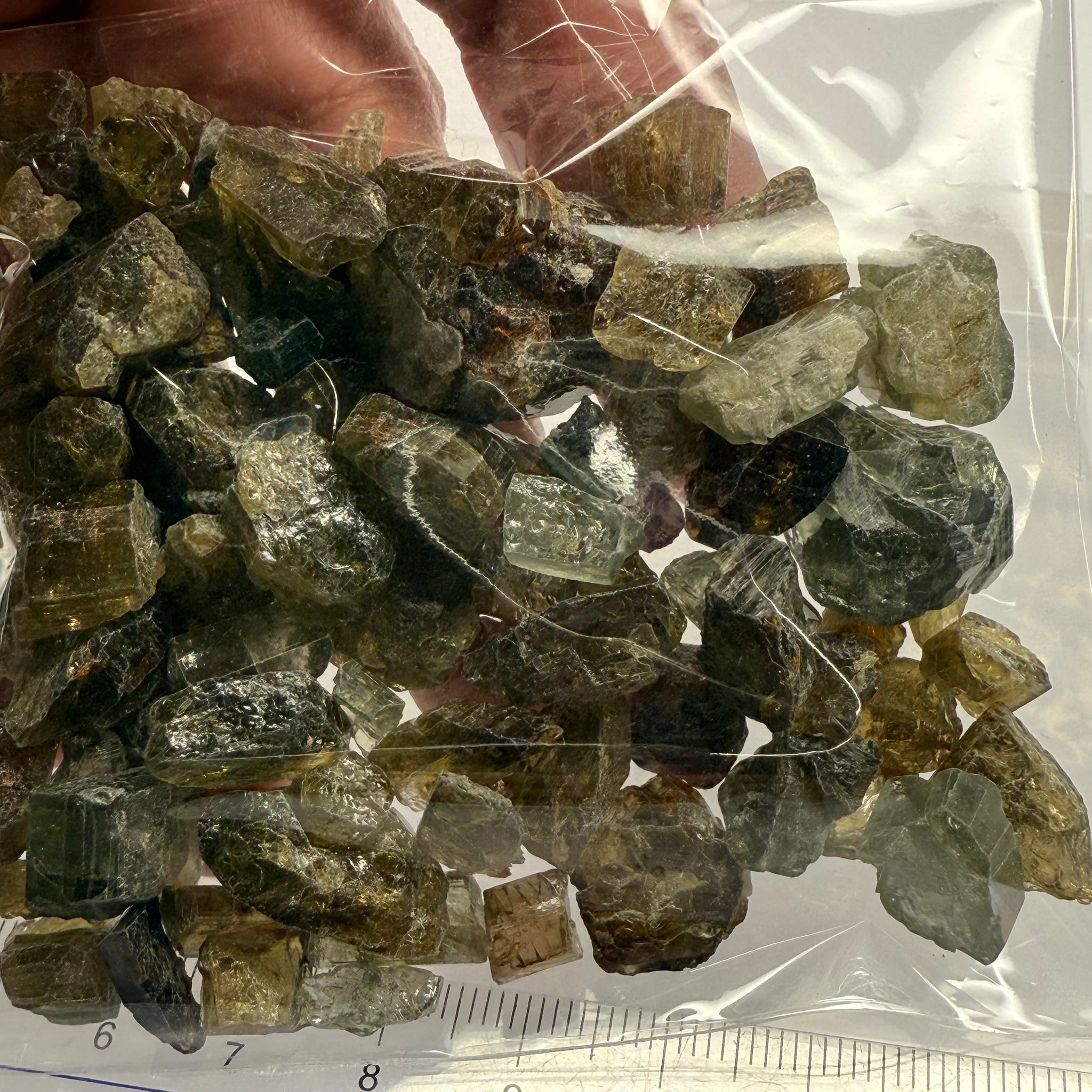 Tourmaline crystals bag, mine run, Mwajanga, Tanzania, Untreated Unheated, specimen and cab grade, or facet with inclusions