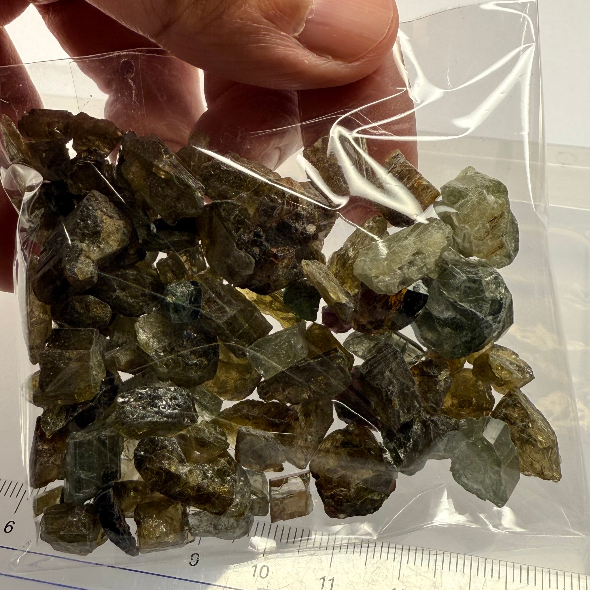 Tourmaline crystals bag, mine run, Mwajanga, Tanzania, Untreated Unheated, specimen and cab grade, or facet with inclusions