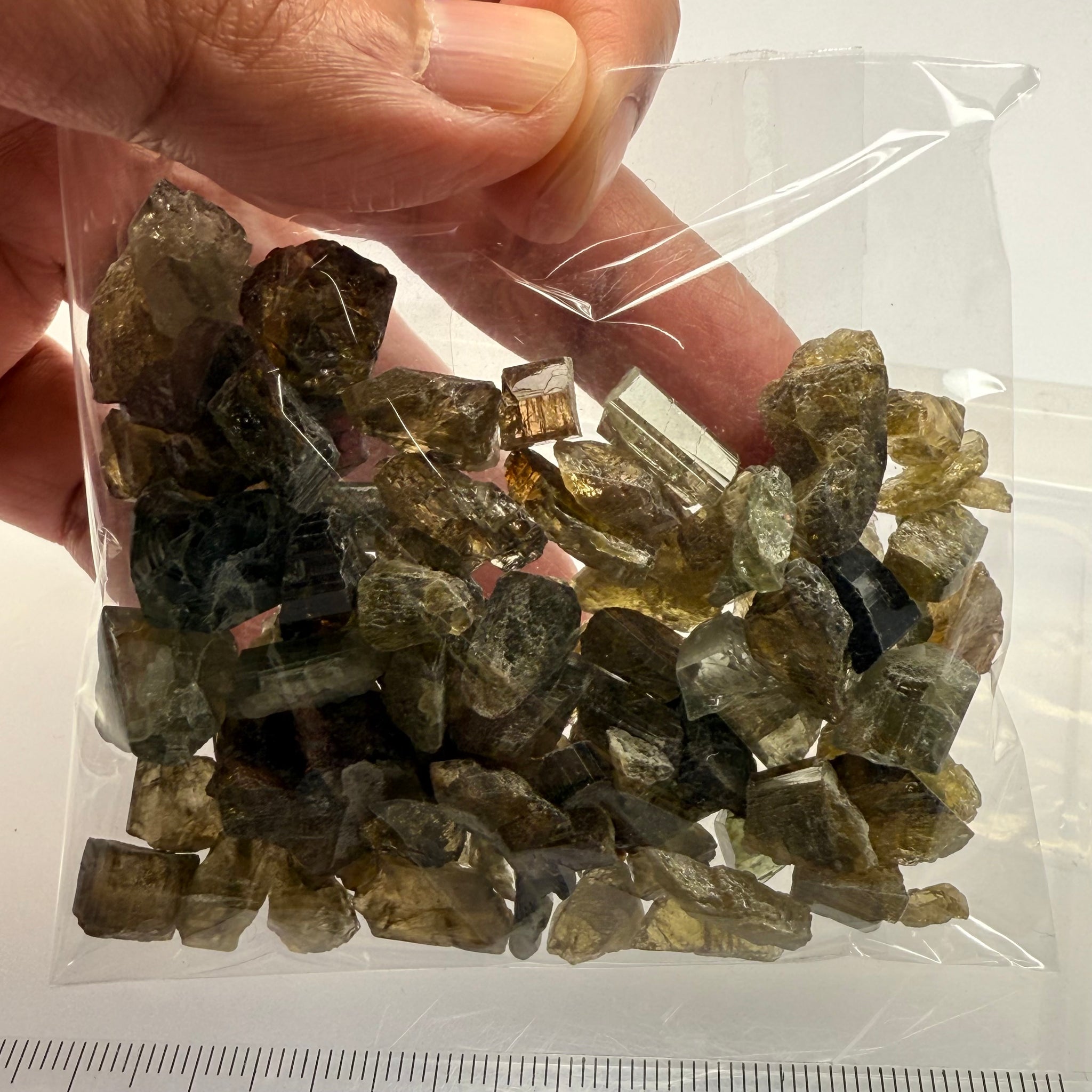 Tourmaline crystals bag, mine run, Mwajanga, Tanzania, Untreated Unheated, specimen and cab grade, or facet with inclusions