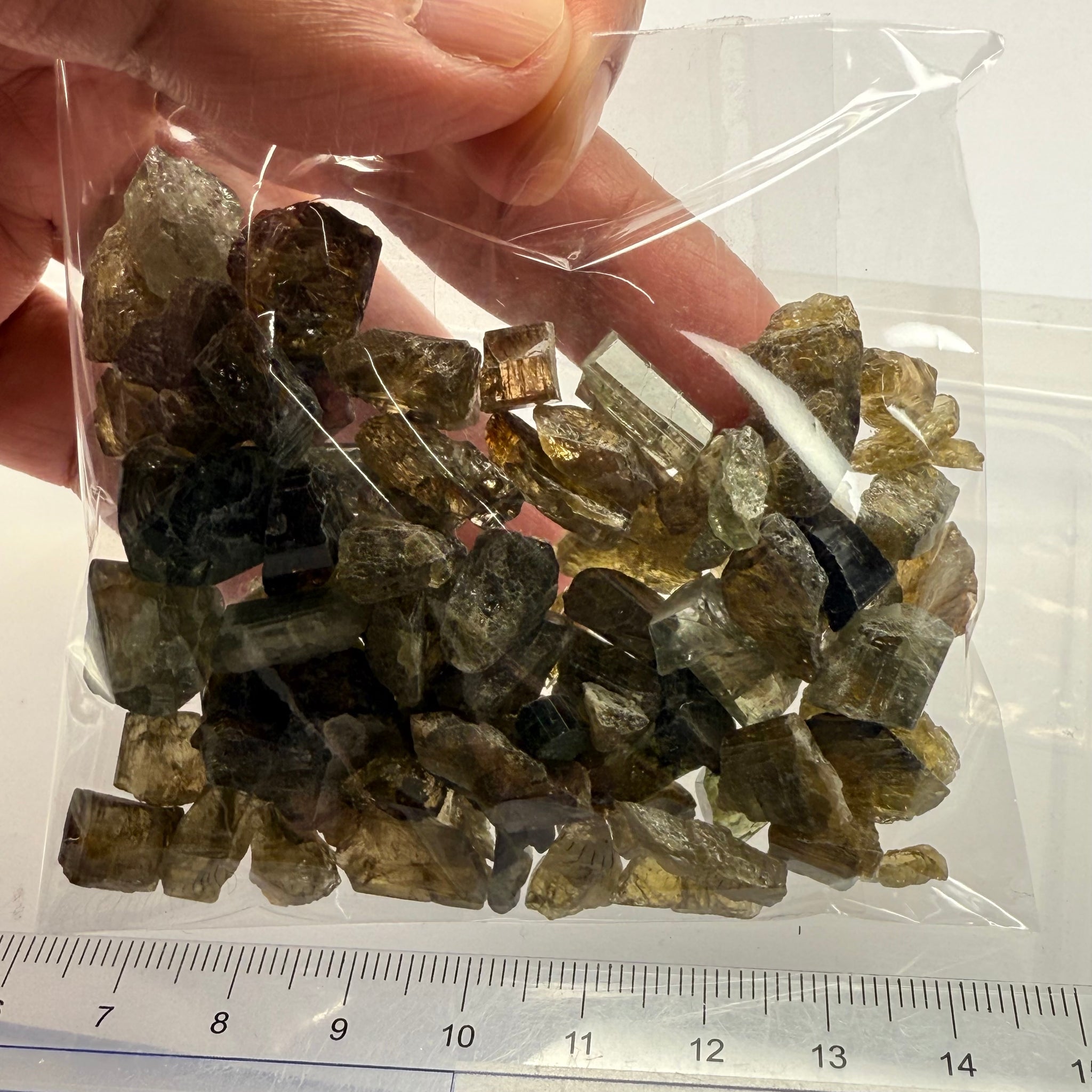 Tourmaline crystals bag, mine run, Mwajanga, Tanzania, Untreated Unheated, specimen and cab grade, or facet with inclusions