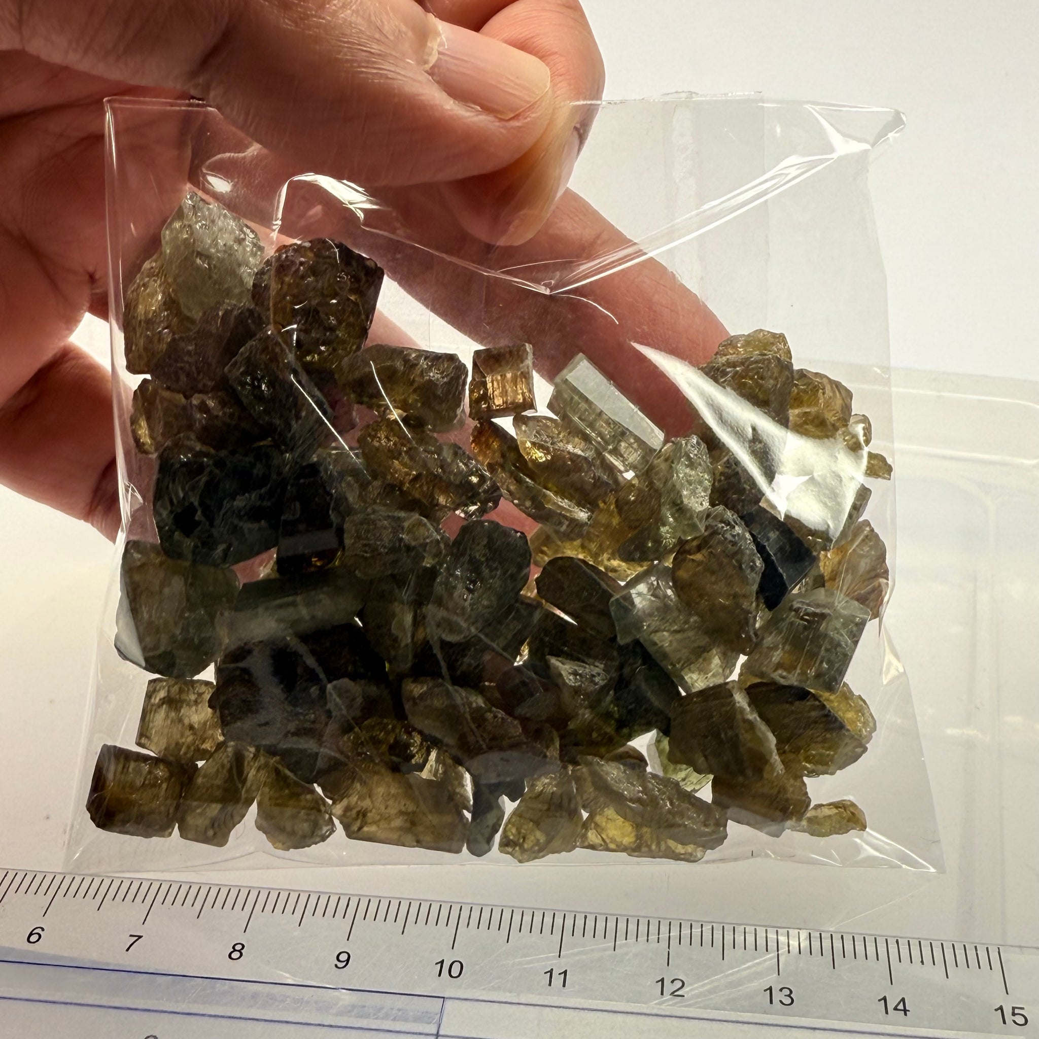 Tourmaline crystals bag, mine run, Mwajanga, Tanzania, Untreated Unheated, specimen and cab grade, or facet with inclusions