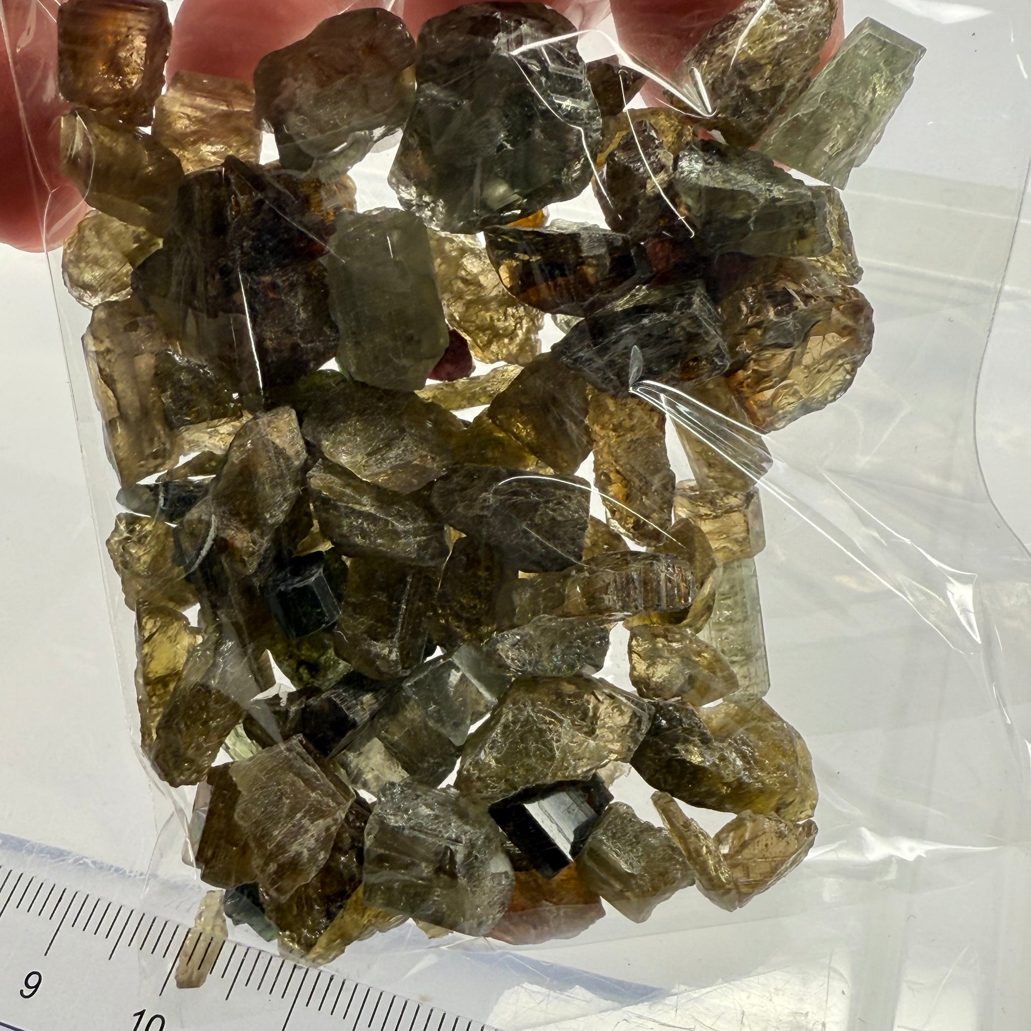 Tourmaline crystals bag, mine run, Mwajanga, Tanzania, Untreated Unheated, specimen and cab grade, or facet with inclusions