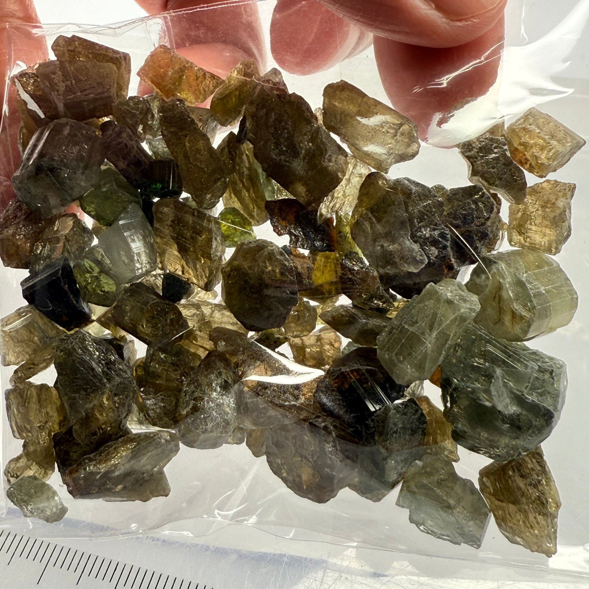 Tourmaline crystals bag, mine run, Mwajanga, Tanzania, Untreated Unheated, specimen and cab grade, or facet with inclusions