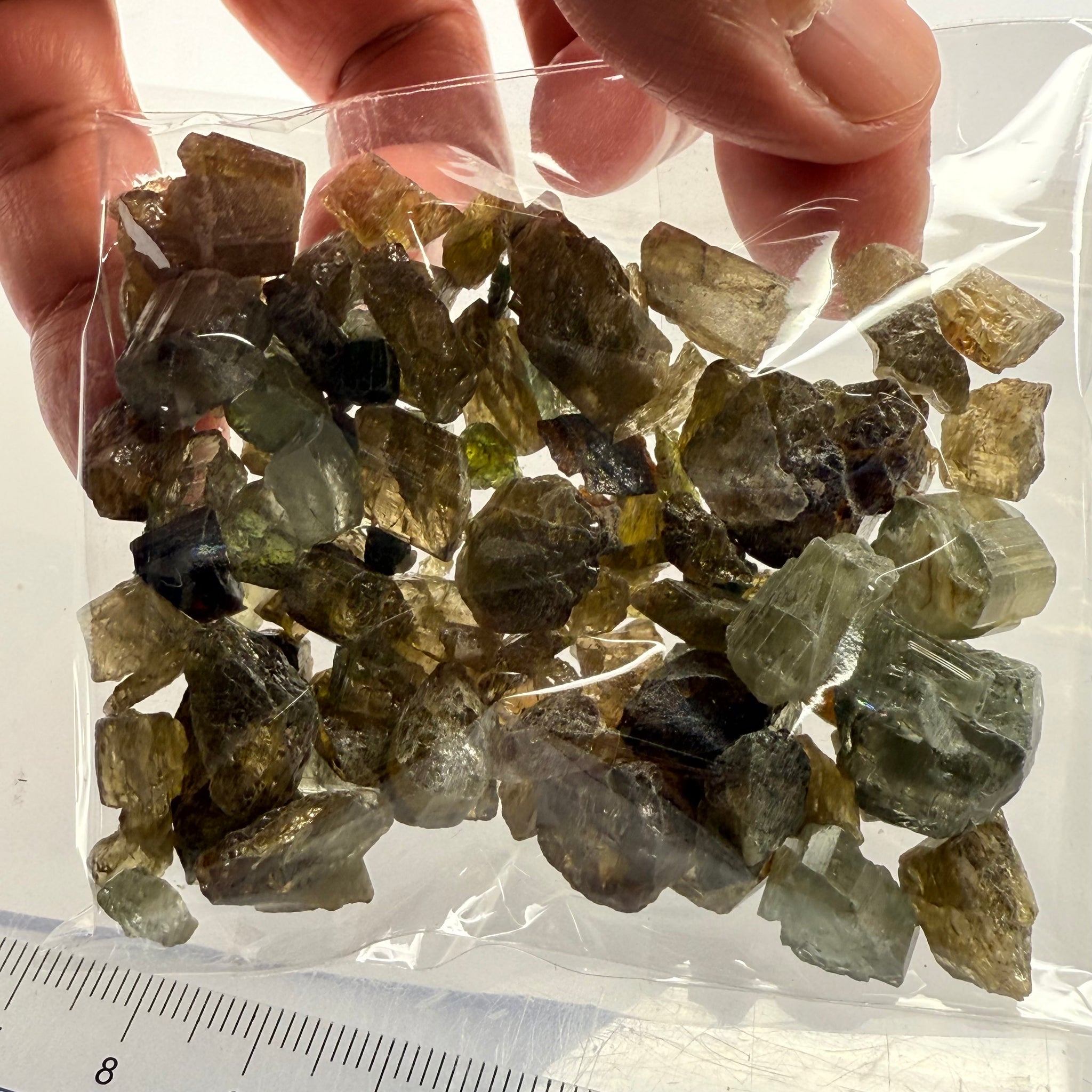 Tourmaline crystals bag, mine run, Mwajanga, Tanzania, Untreated Unheated, specimen and cab grade, or facet with inclusions