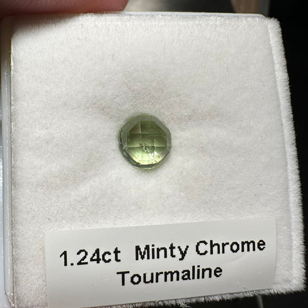 1.24ct Minty Chrome Tourmaline Rose Cut, Tanzania, Untreated Unheated.