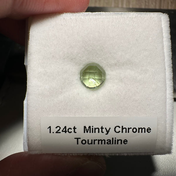 1.24ct Minty Chrome Tourmaline Rose Cut, Tanzania, Untreated Unheated.