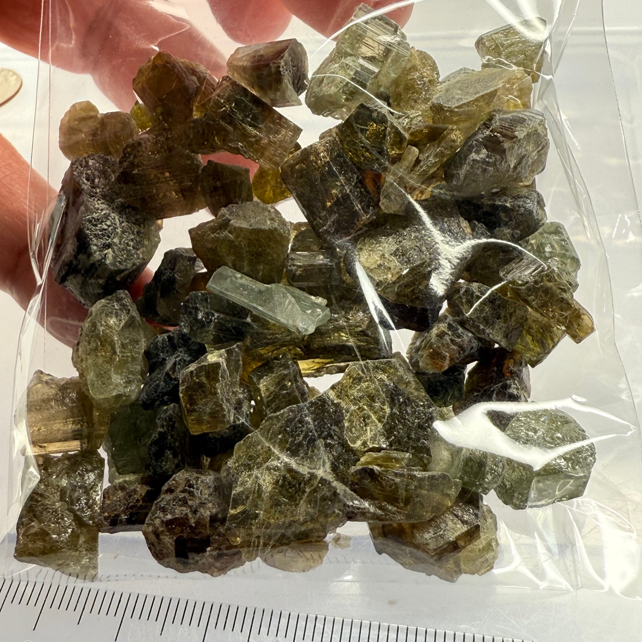 Tourmaline crystals bag, mine run, Mwajanga, Tanzania, Untreated Unheated, specimen and cab grade, or facet with inclusions
