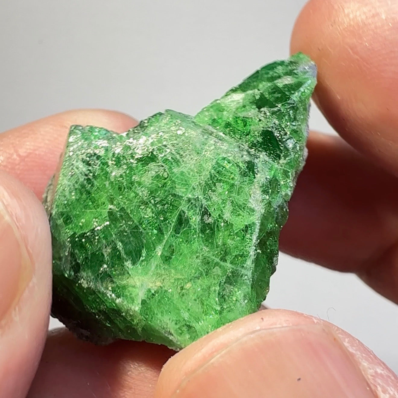 Tsavorite Garnet Crystal, with Tanzanite, 119.58ct, Merelani, Tanzania, Untreated Unheated