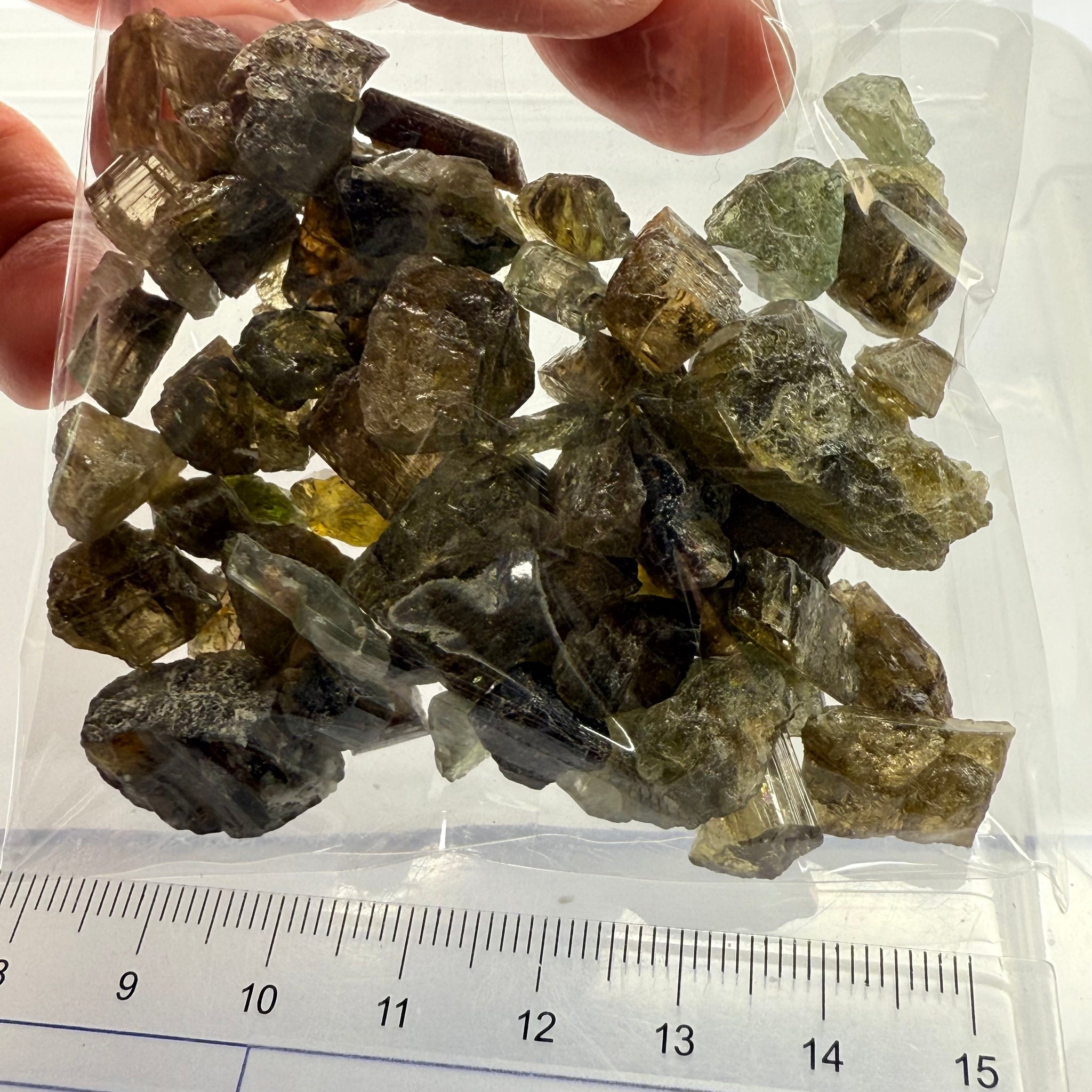 Tourmaline crystals bag, mine run, Mwajanga, Tanzania, Untreated Unheated, specimen and cab grade, or facet with inclusions