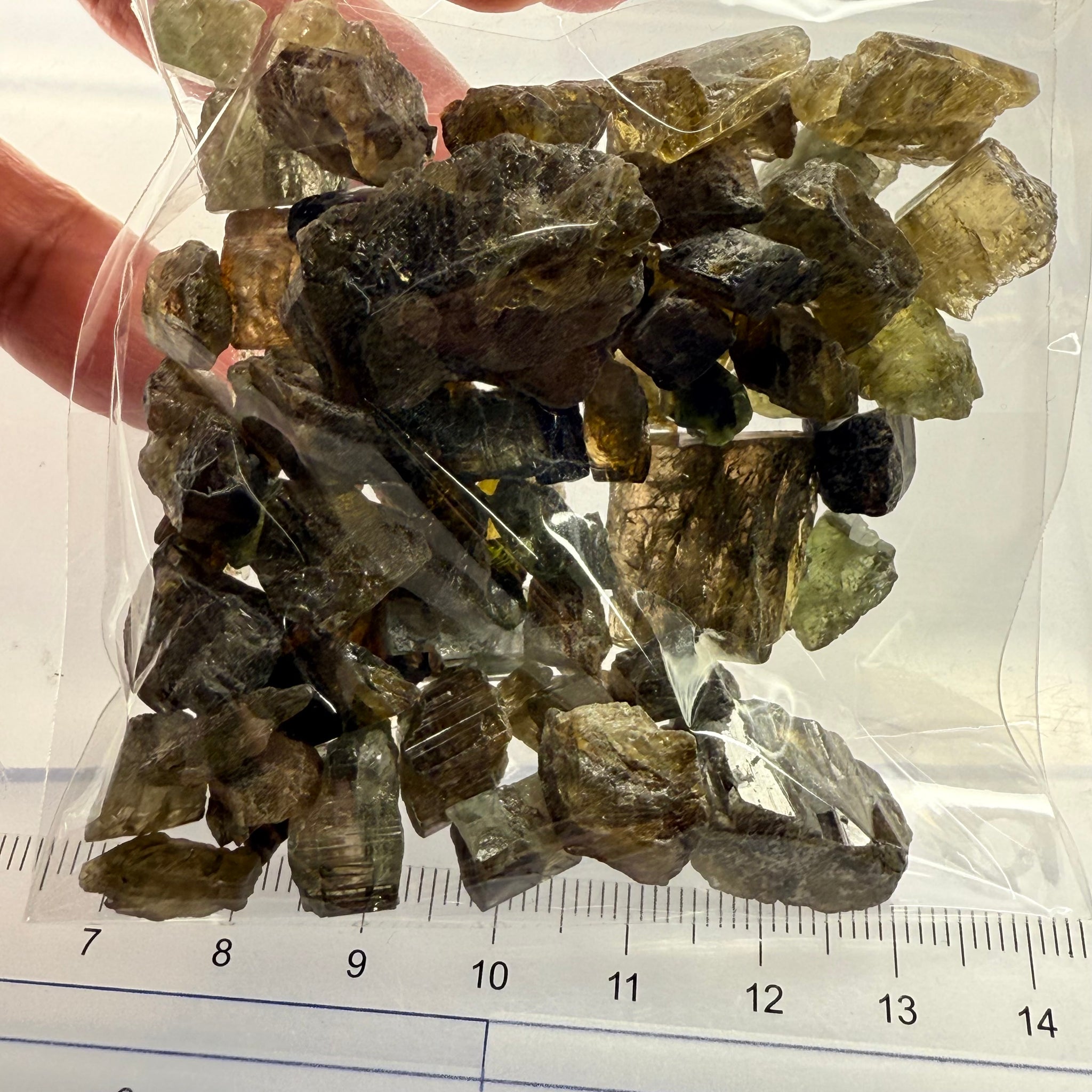 Tourmaline crystals bag, mine run, Mwajanga, Tanzania, Untreated Unheated, specimen and cab grade, or facet with inclusions