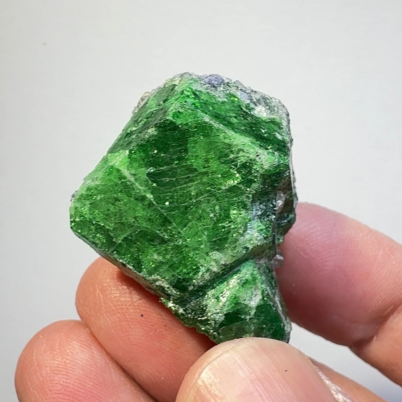 Tsavorite Garnet Crystal, with Tanzanite, 119.58ct, Merelani, Tanzania, Untreated Unheated