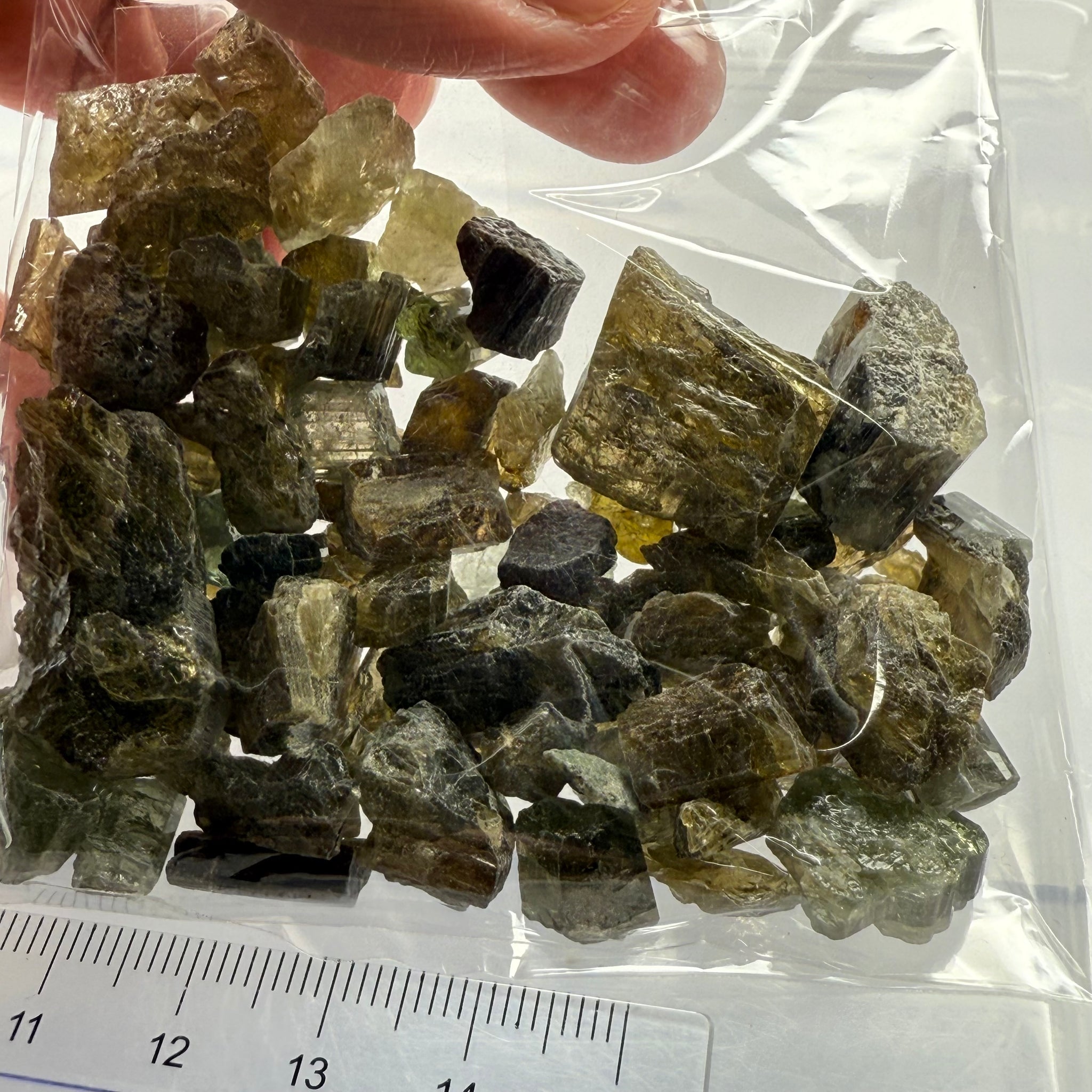 Tourmaline crystals bag, mine run, Mwajanga, Tanzania, Untreated Unheated, specimen and cab grade, or facet with inclusions