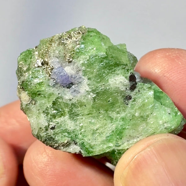 Tsavorite Garnet Crystal, with Tanzanite, 177.62ct, Merelani, Tanzania, Untreated Unheated