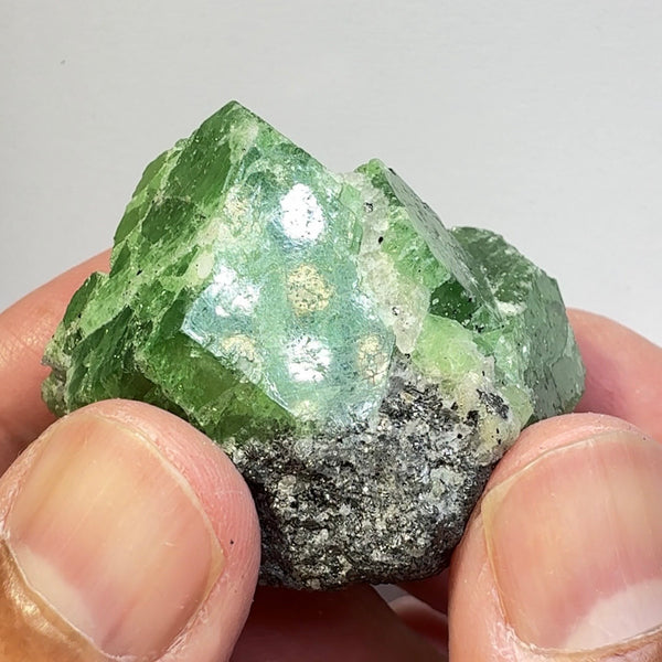 Tsavorite Garnet Crystal, with Tanzanite, 395.50ct, Merelani, Tanzania, Untreated Unheated