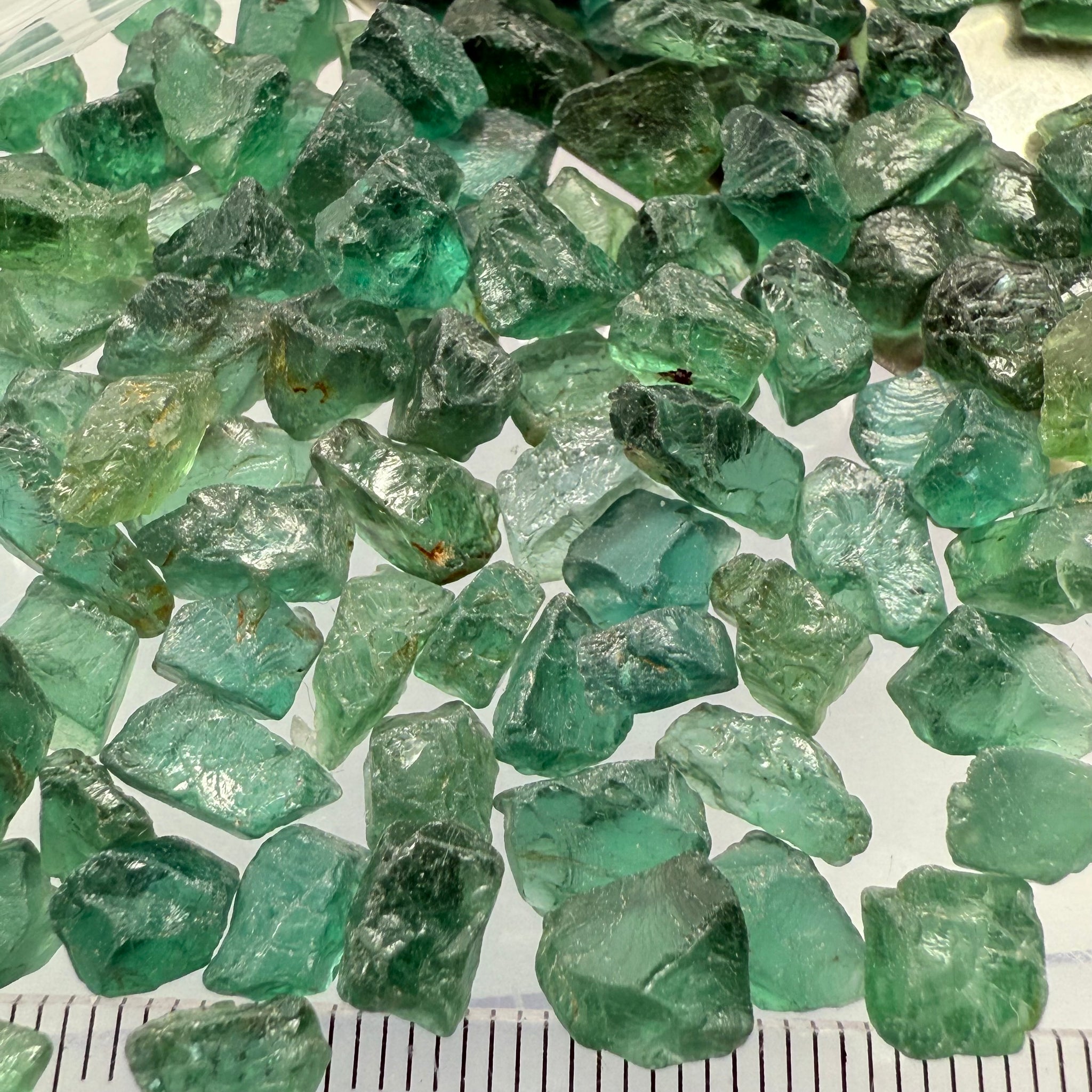 Neon Vivid Blue Green Apatite, Tanzania, Untreated Unheated. SINGLES price is per piece, cabbing, faceting and specimen grade mix, average size 1.8ct sold on a blind pour, see closeups