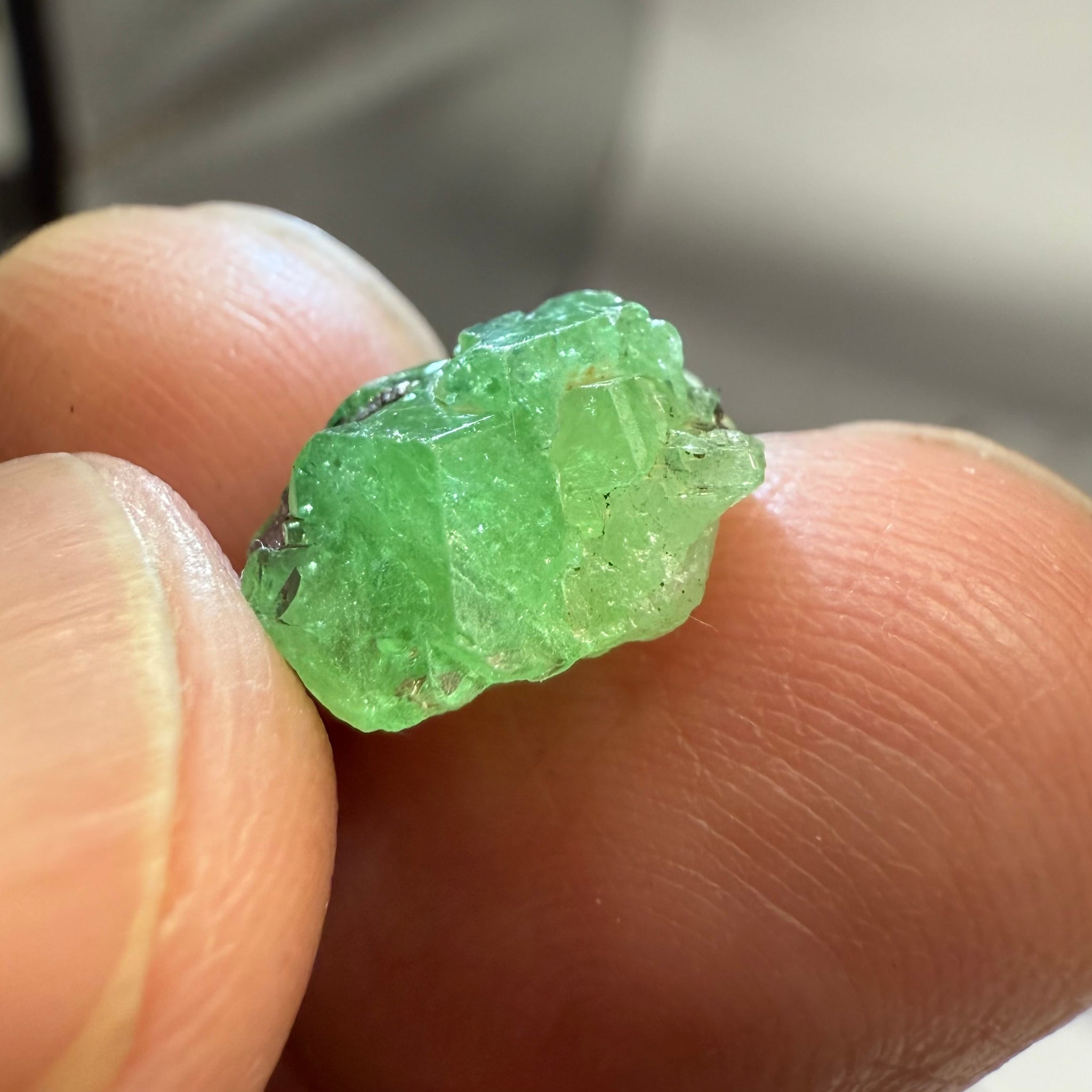 Tsavorite Crystal on Matrix. 6.87ct, Merelani. Tanzania, Untreated Unheated