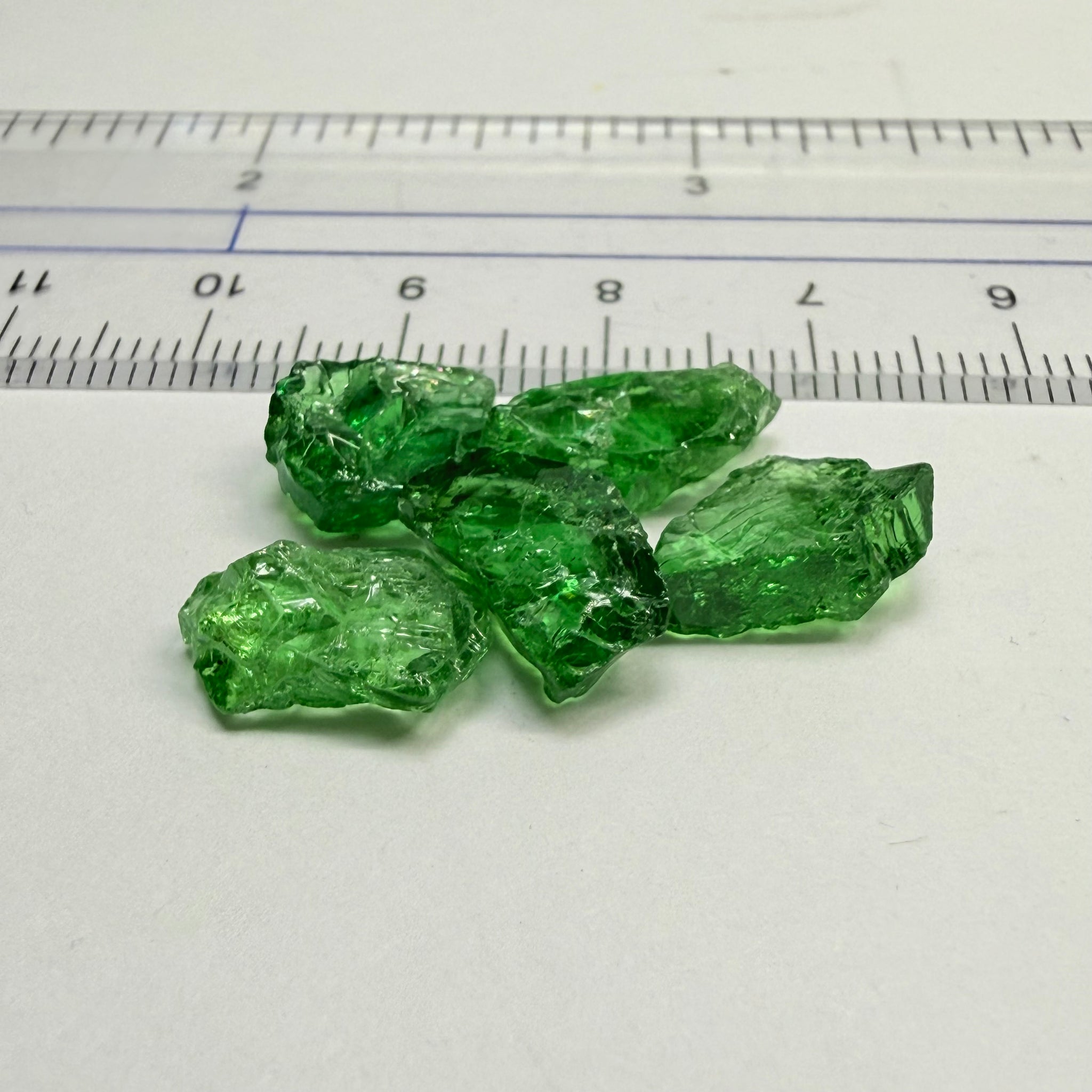 Tsavorite Lot, 18.41ct, Tanzania, Untreated, Unheated, flat shapes but great for setting in jewellery as is