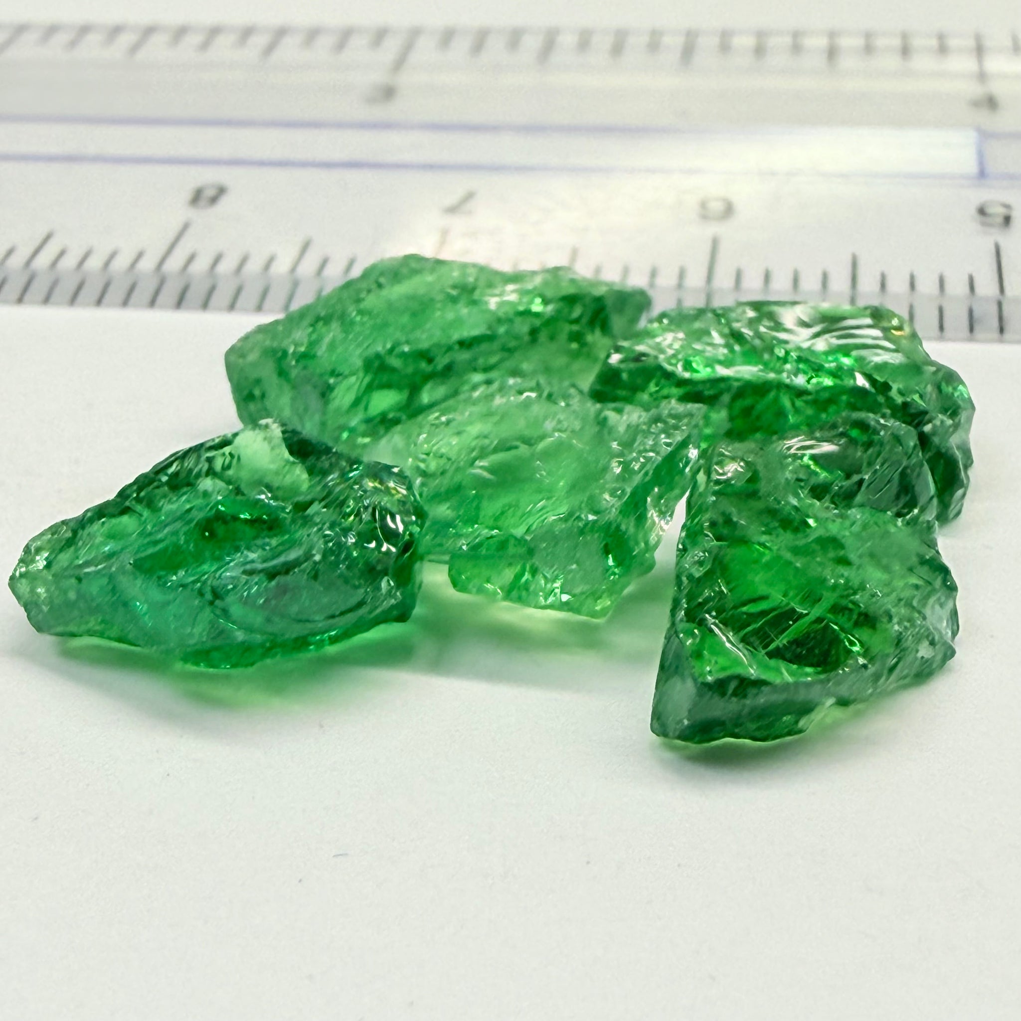 Tsavorite Lot, 18.41ct, Tanzania, Untreated, Unheated, flat shapes but great for setting in jewellery as is