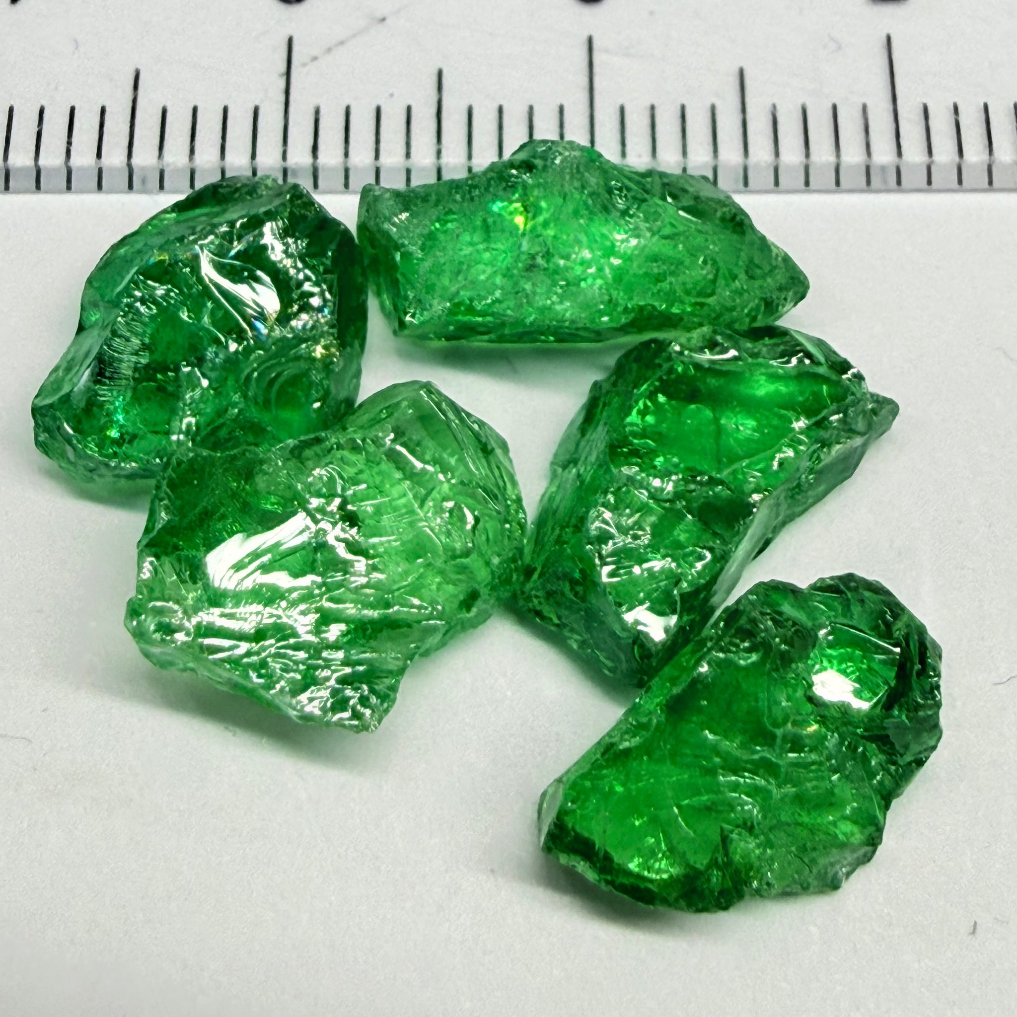 Tsavorite Lot, 18.41ct, Tanzania, Untreated, Unheated, flat shapes but great for setting in jewellery as is
