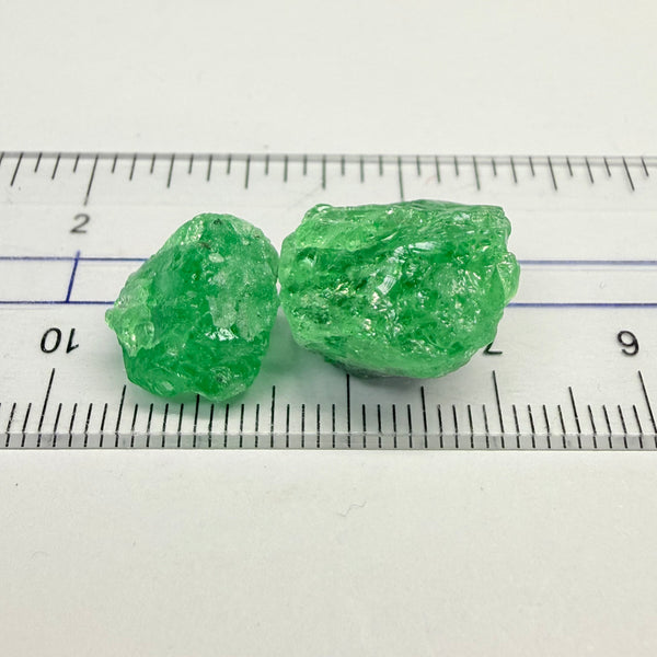 Tsavorite specimen rough, 27.95ct, Tanzania, Untreated, Unheated, these have too many cracks to cobb or cab, but it does have many gem portions for pointers