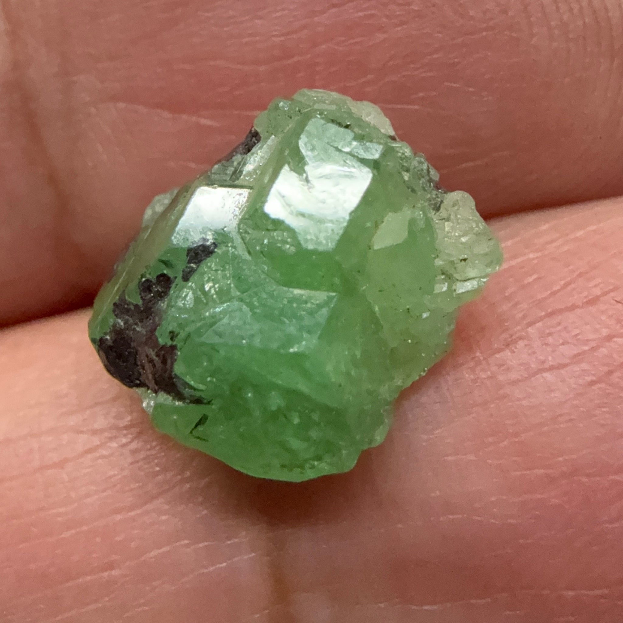 Tsavorite Crystal on Matrix. 6.87ct, Merelani. Tanzania, Untreated Unheated