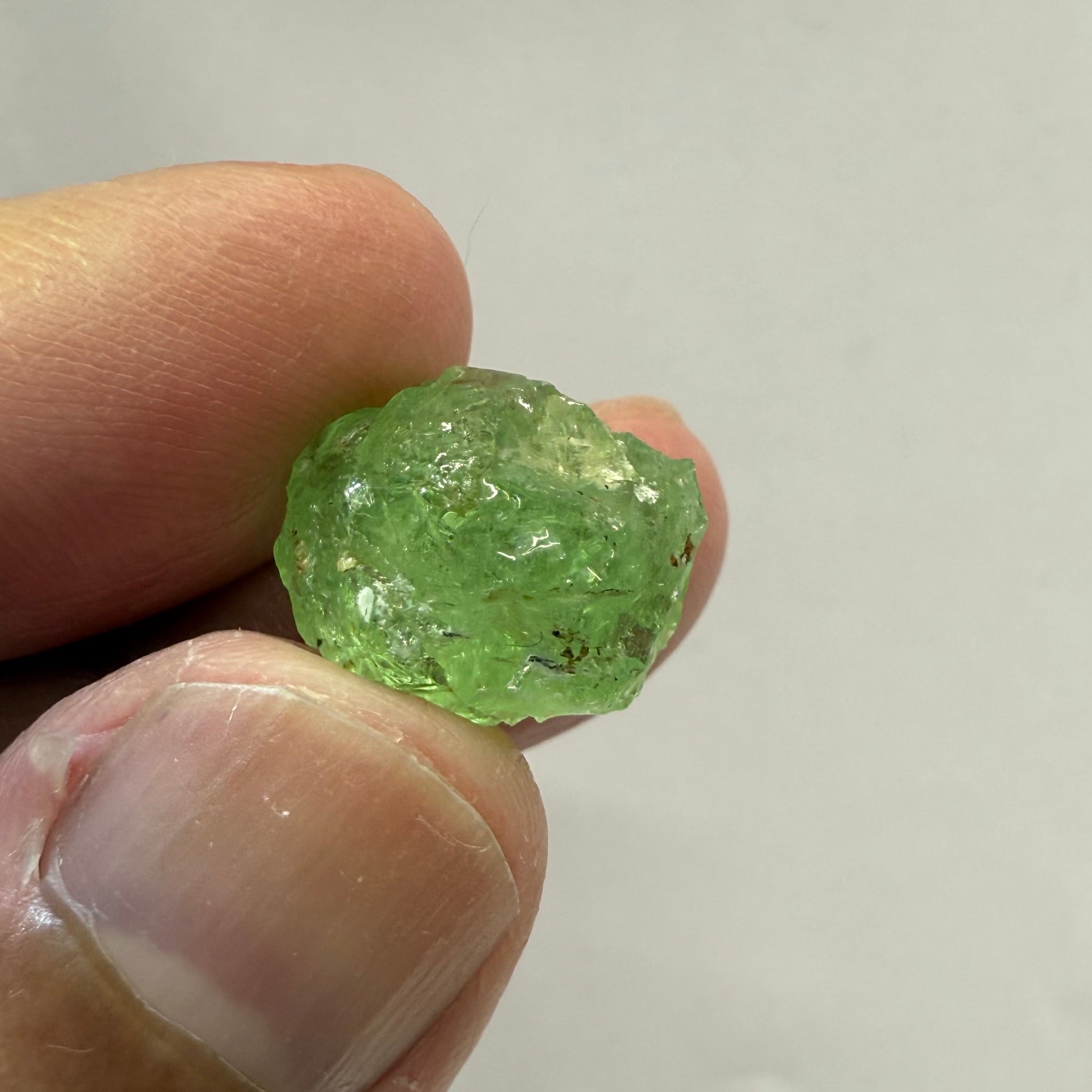 Tsavorite Garnet Cab Grade Rough, has some cracks, 16.29ct, Tanzania, Untreated Unheated, see the photos and video