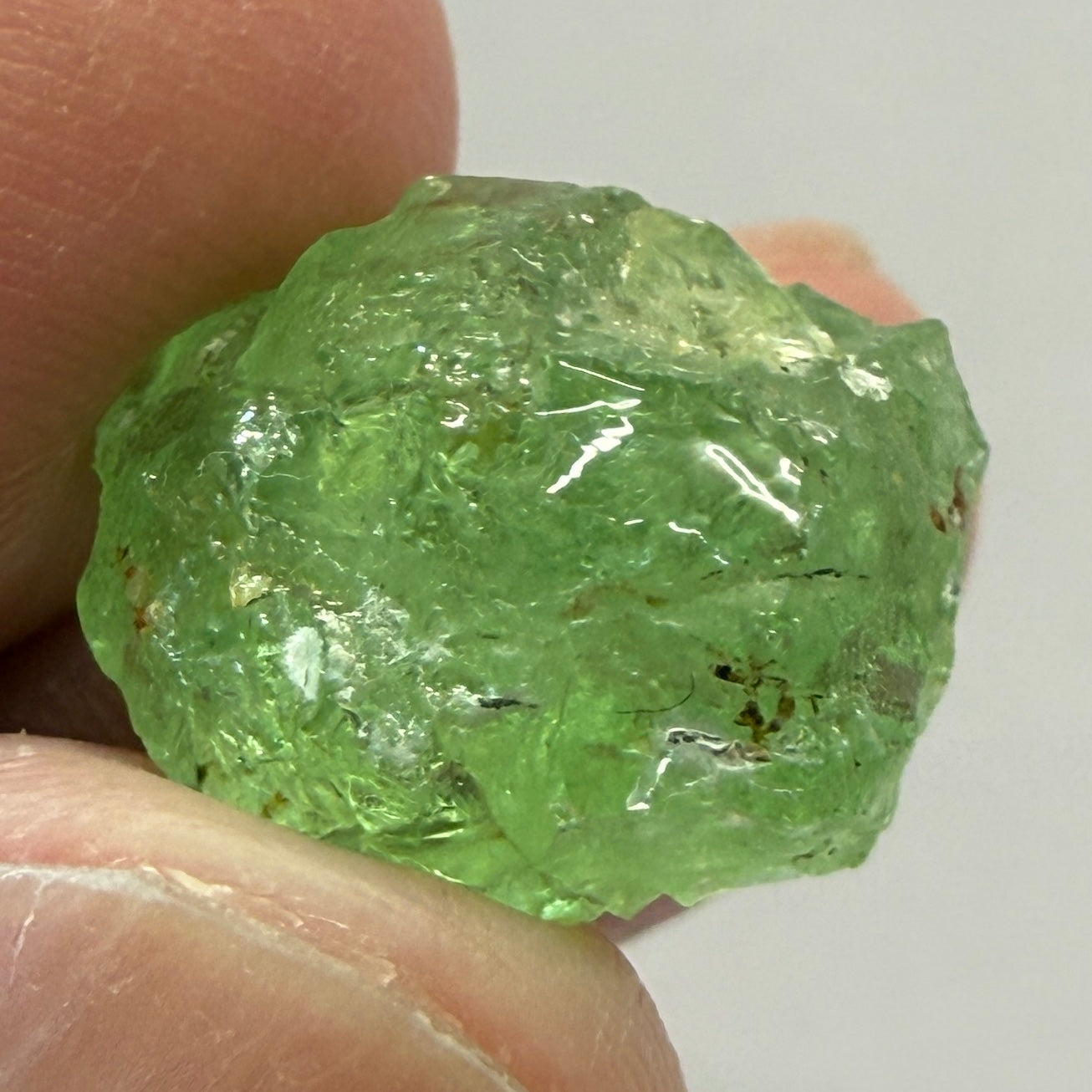 Tsavorite Garnet Cab Grade Rough, has some cracks, 16.29ct, Tanzania, Untreated Unheated, see the photos and video