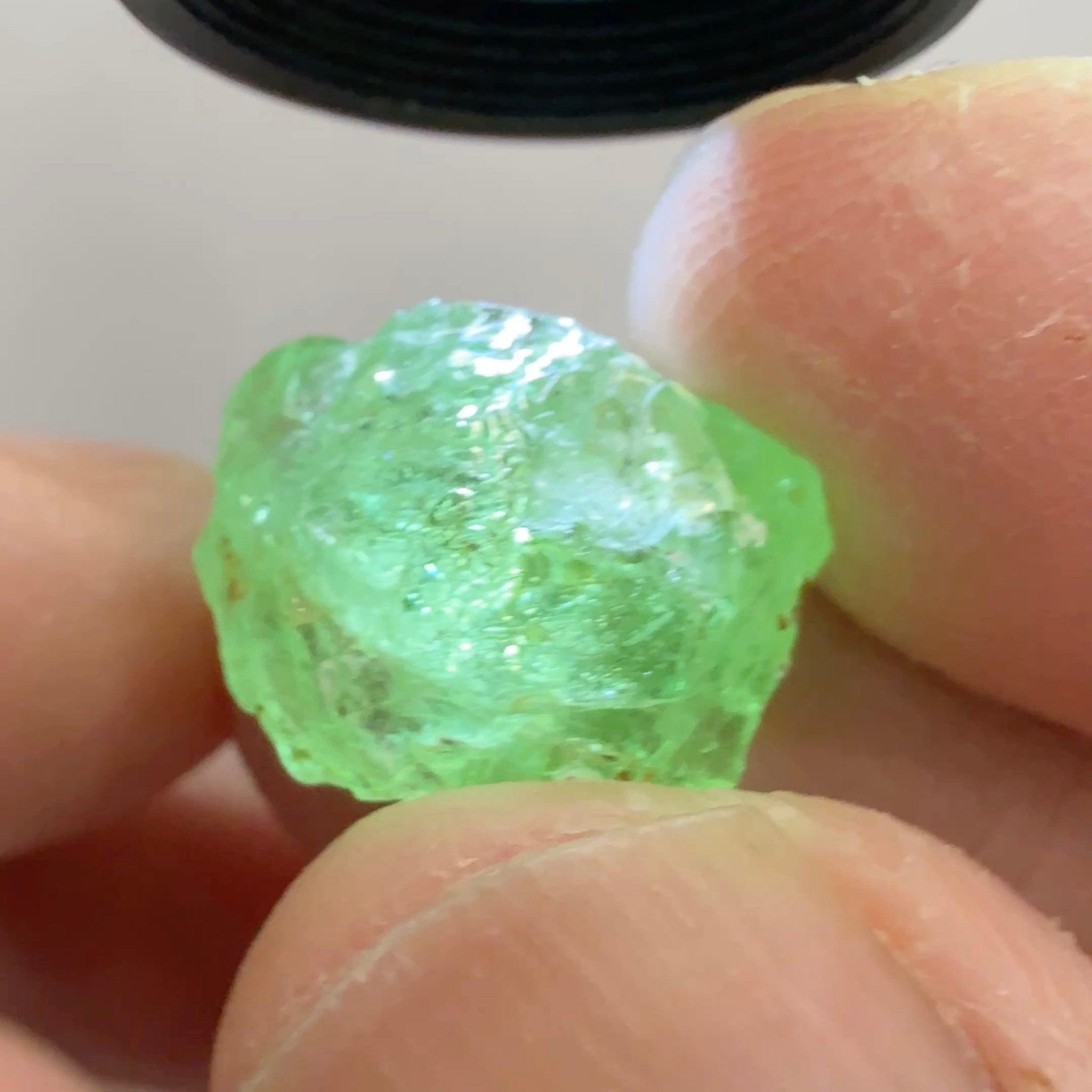 Tsavorite Garnet Cab Grade Rough, has some cracks, 16.29ct, Tanzania, Untreated Unheated, see the photos and video