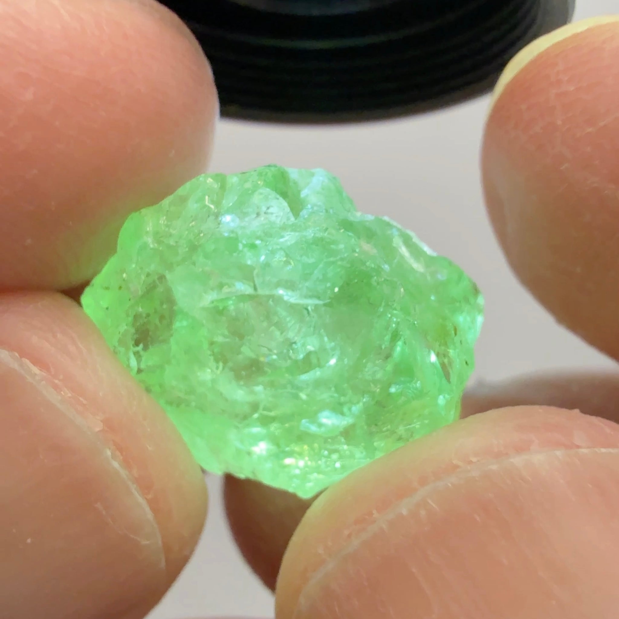 Tsavorite Garnet Cab Grade Rough, has some cracks, 16.29ct, Tanzania, Untreated Unheated, see the photos and video