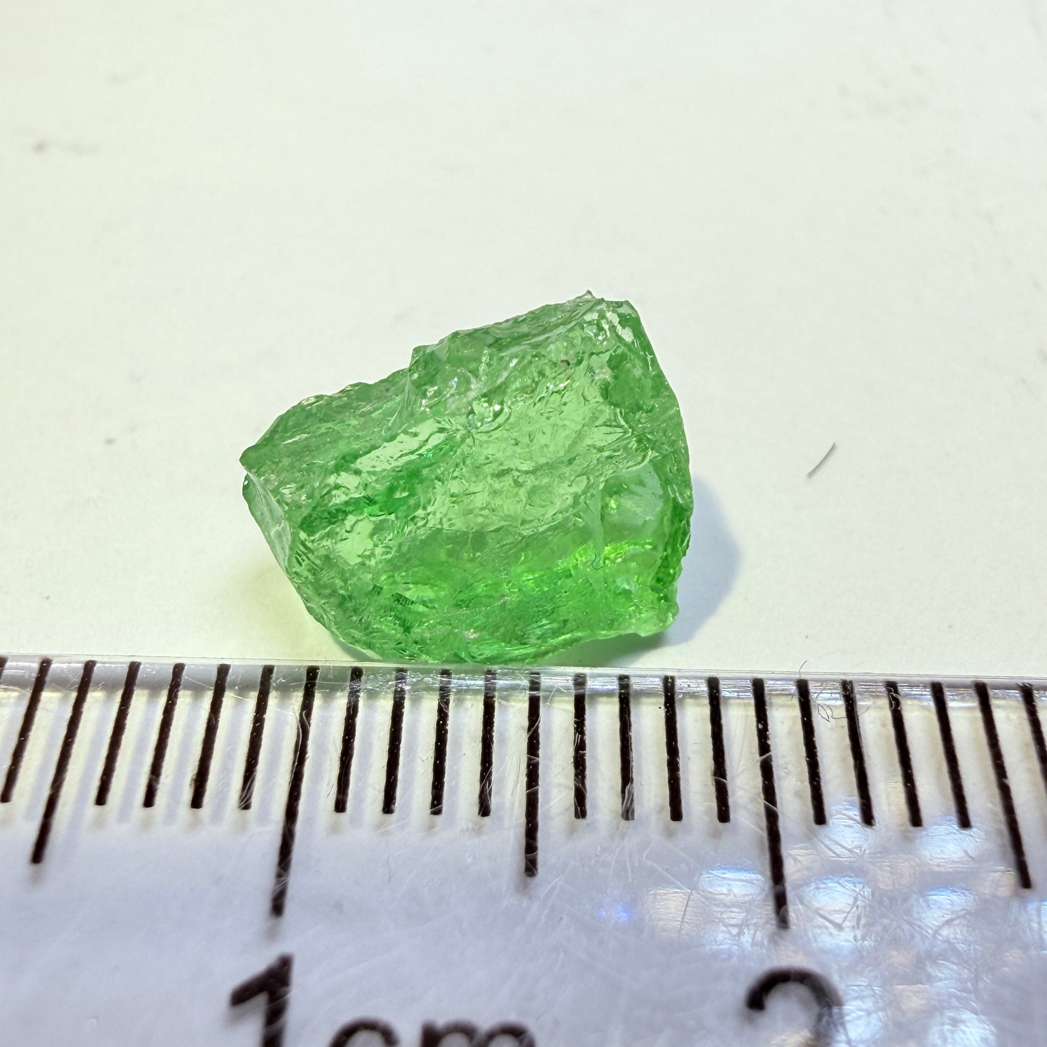 Tsavorite Garnet, 4.04ct, Tanzania, Untreated Unheated, veils, with a slight crack on the skin going 1mm deep to be removed on preform