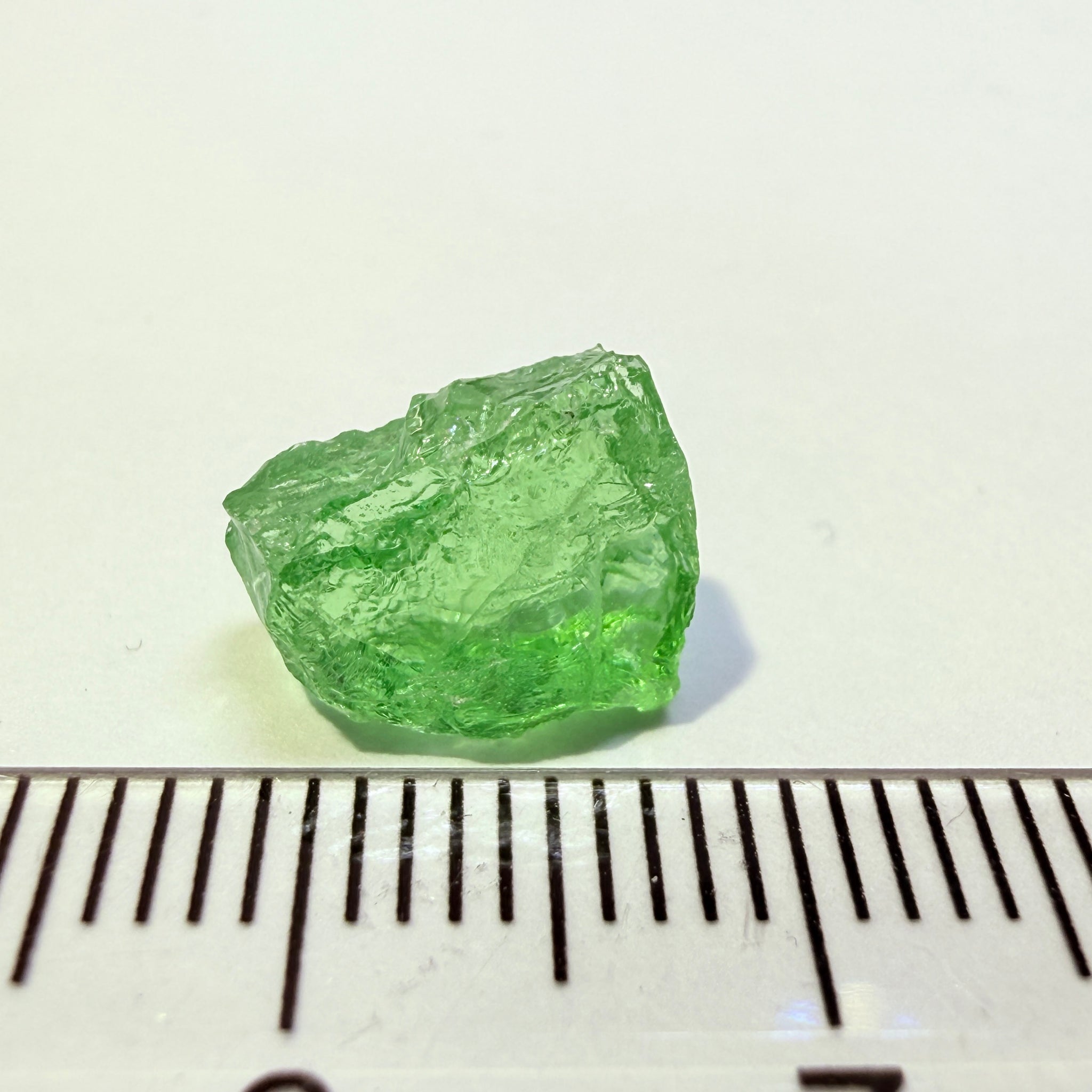 Tsavorite Garnet, 4.04ct, Tanzania, Untreated Unheated, veils, with a slight crack on the skin going 1mm deep to be removed on preform