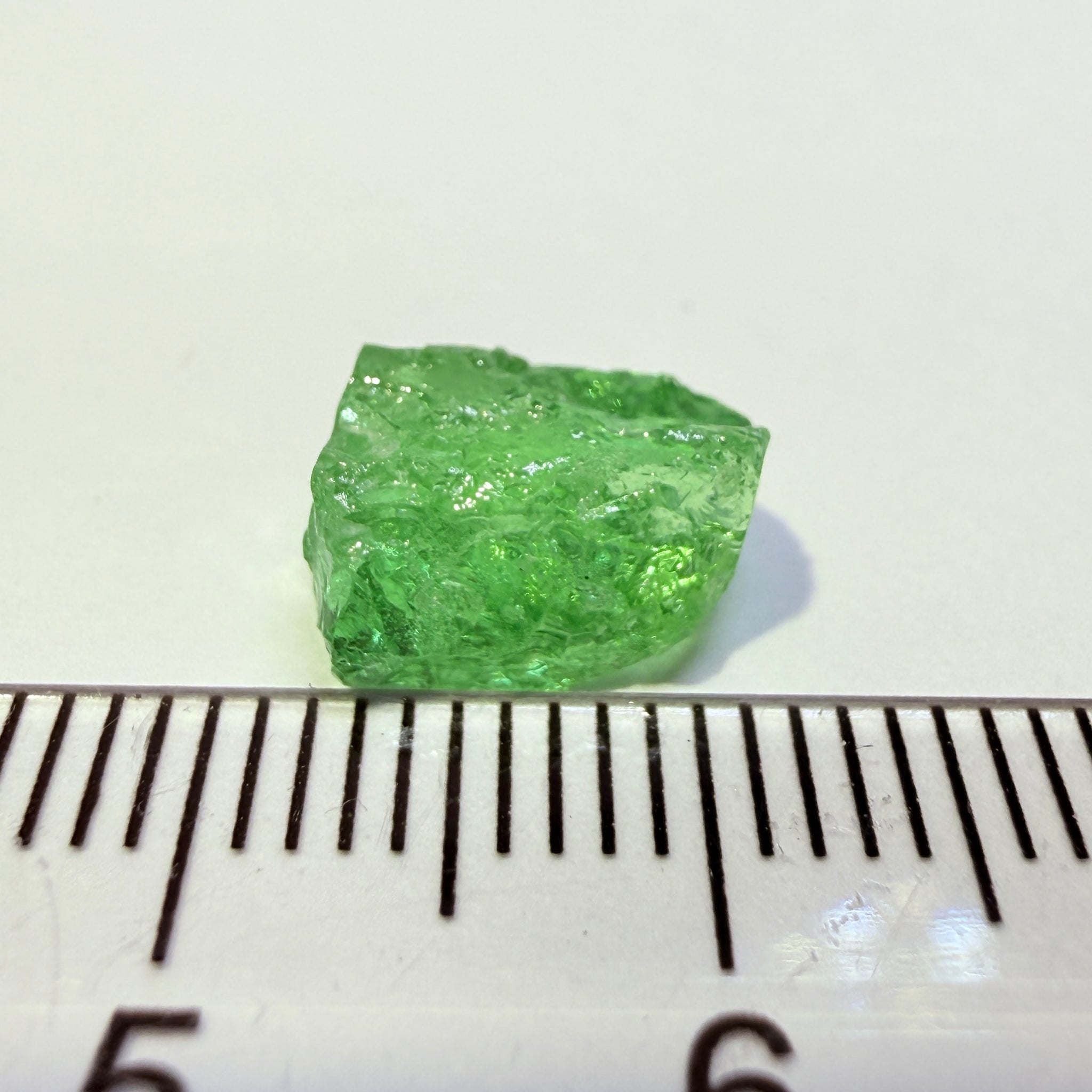 Tsavorite Garnet, 4.04ct, Tanzania, Untreated Unheated, veils, with a slight crack on the skin going 1mm deep to be removed on preform