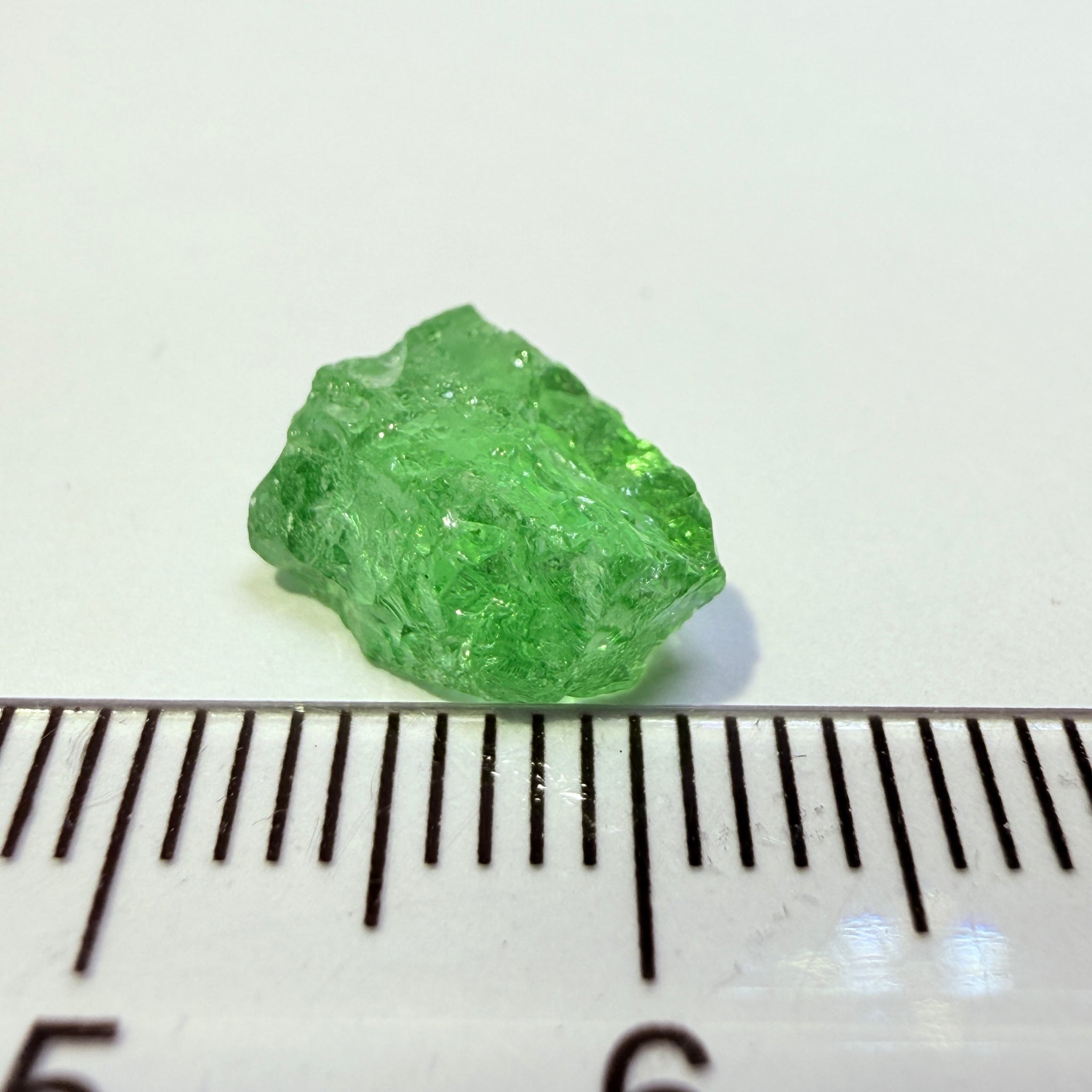Tsavorite Garnet, 4.04ct, Tanzania, Untreated Unheated, veils, with a slight crack on the skin going 1mm deep to be removed on preform