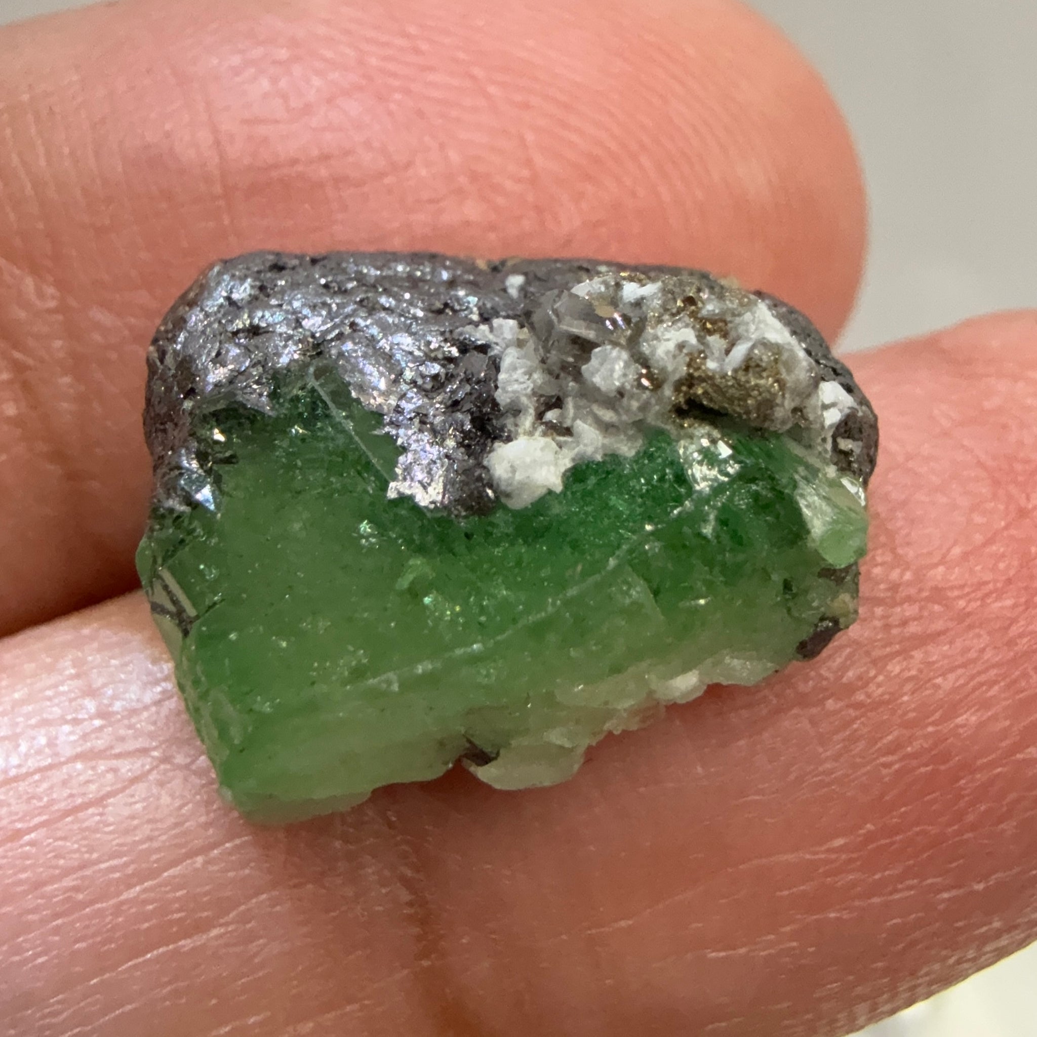 Tsavorite Crystal on Matrix. 13.73ct, Merelani. Tanzania, Untreated Unheated