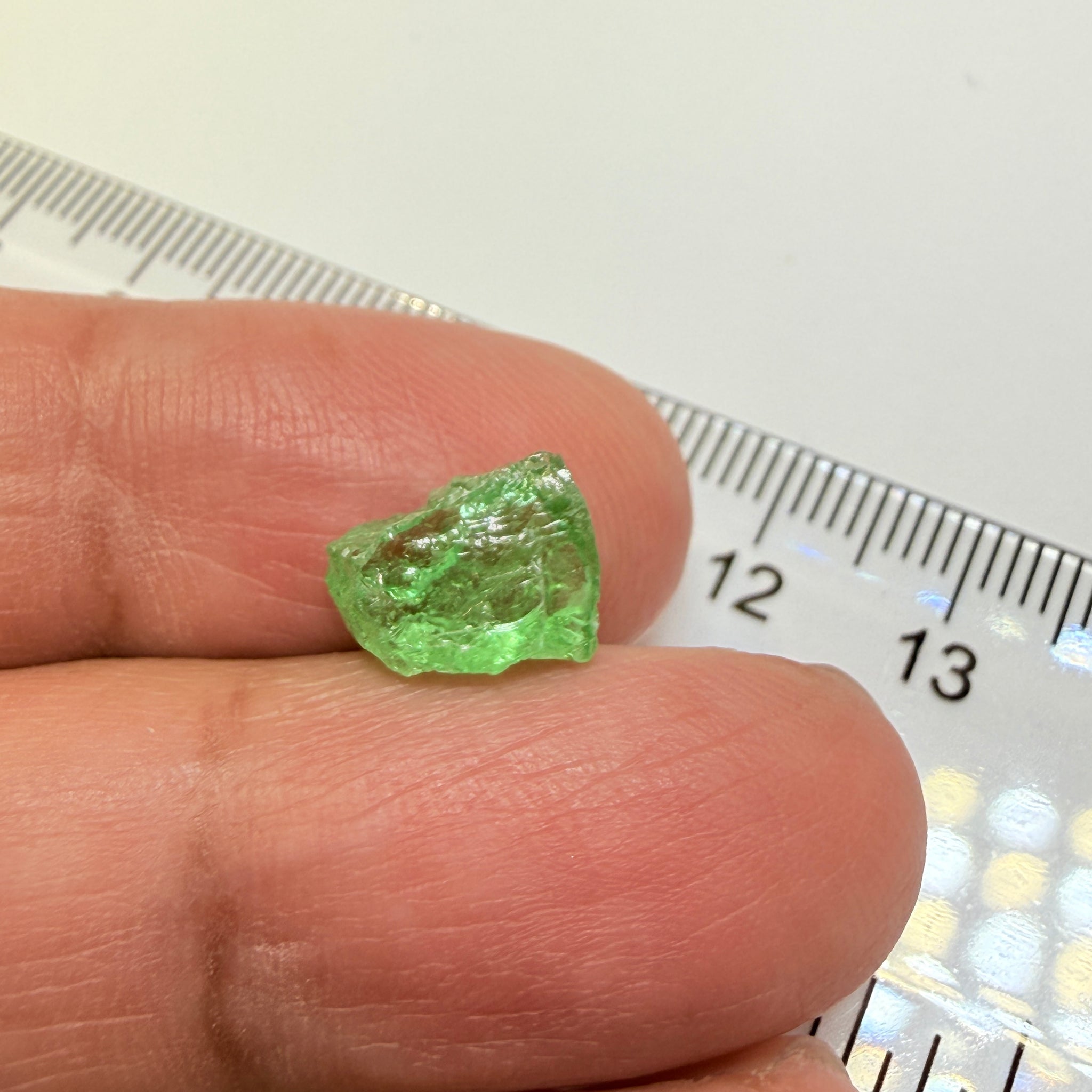 Tsavorite Garnet, 4.04ct, Tanzania, Untreated Unheated, veils, with a slight crack on the skin going 1mm deep to be removed on preform
