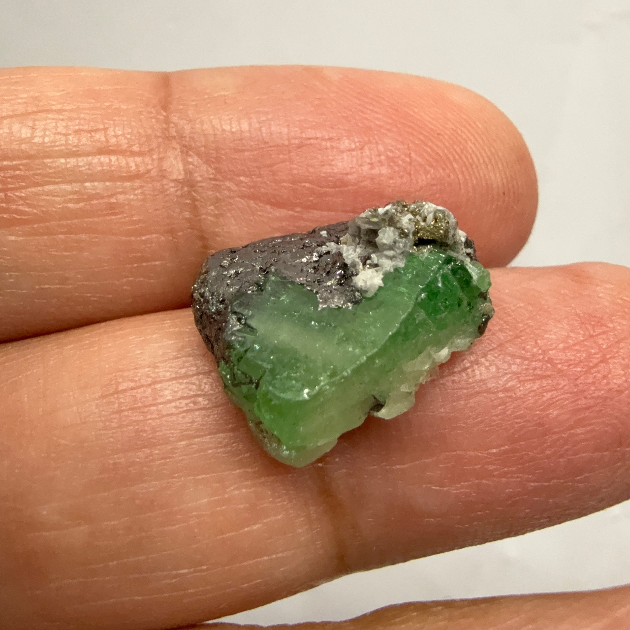 Tsavorite Crystal on Matrix. 13.73ct, Merelani. Tanzania, Untreated Unheated