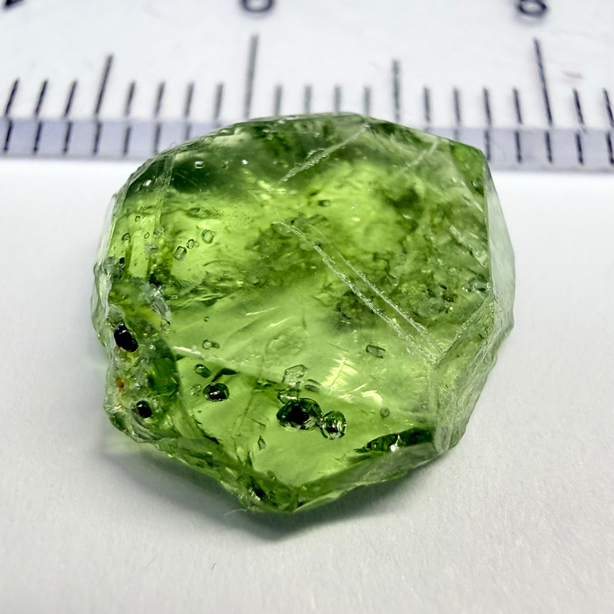 Tourmaline Crystal, 4.87ct, Laletema, Untreated Unheated, heavily included, naturally flat crystal, set as is, superb inclusions inside