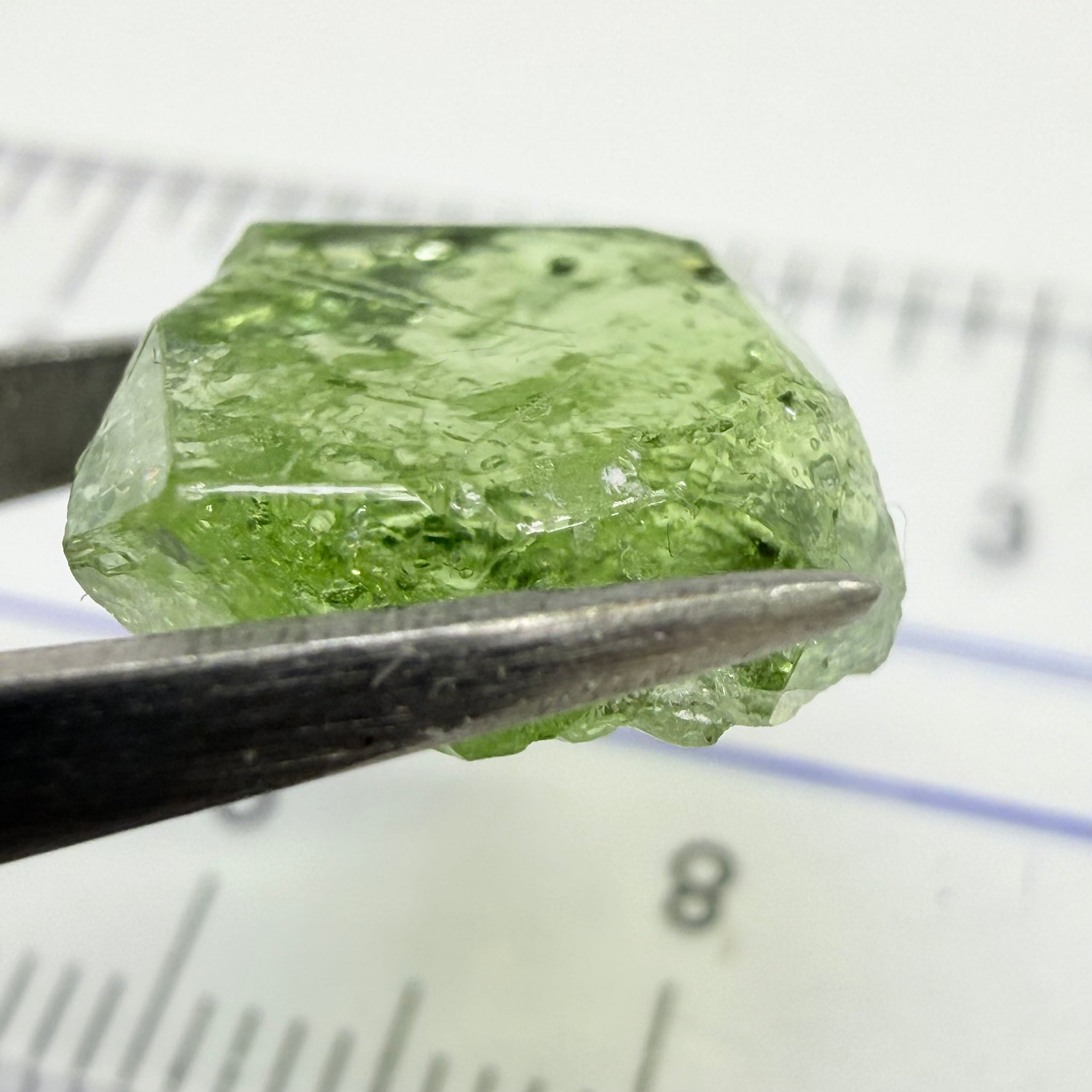 Tourmaline Crystal, 4.87ct, Laletema, Untreated Unheated, heavily included, naturally flat crystal, set as is, superb inclusions inside