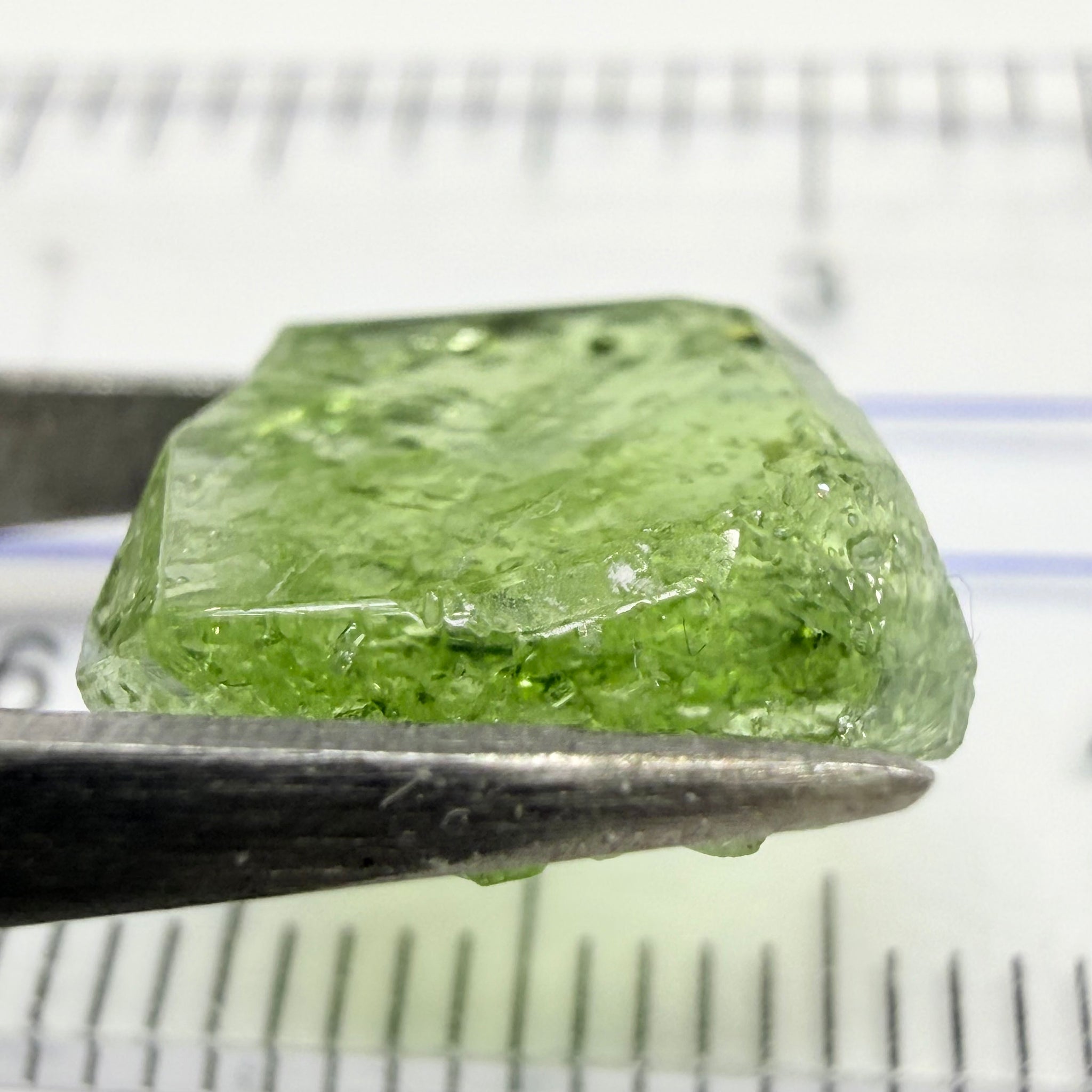 Tourmaline Crystal, 4.87ct, Laletema, Untreated Unheated, heavily included, naturally flat crystal, set as is, superb inclusions inside