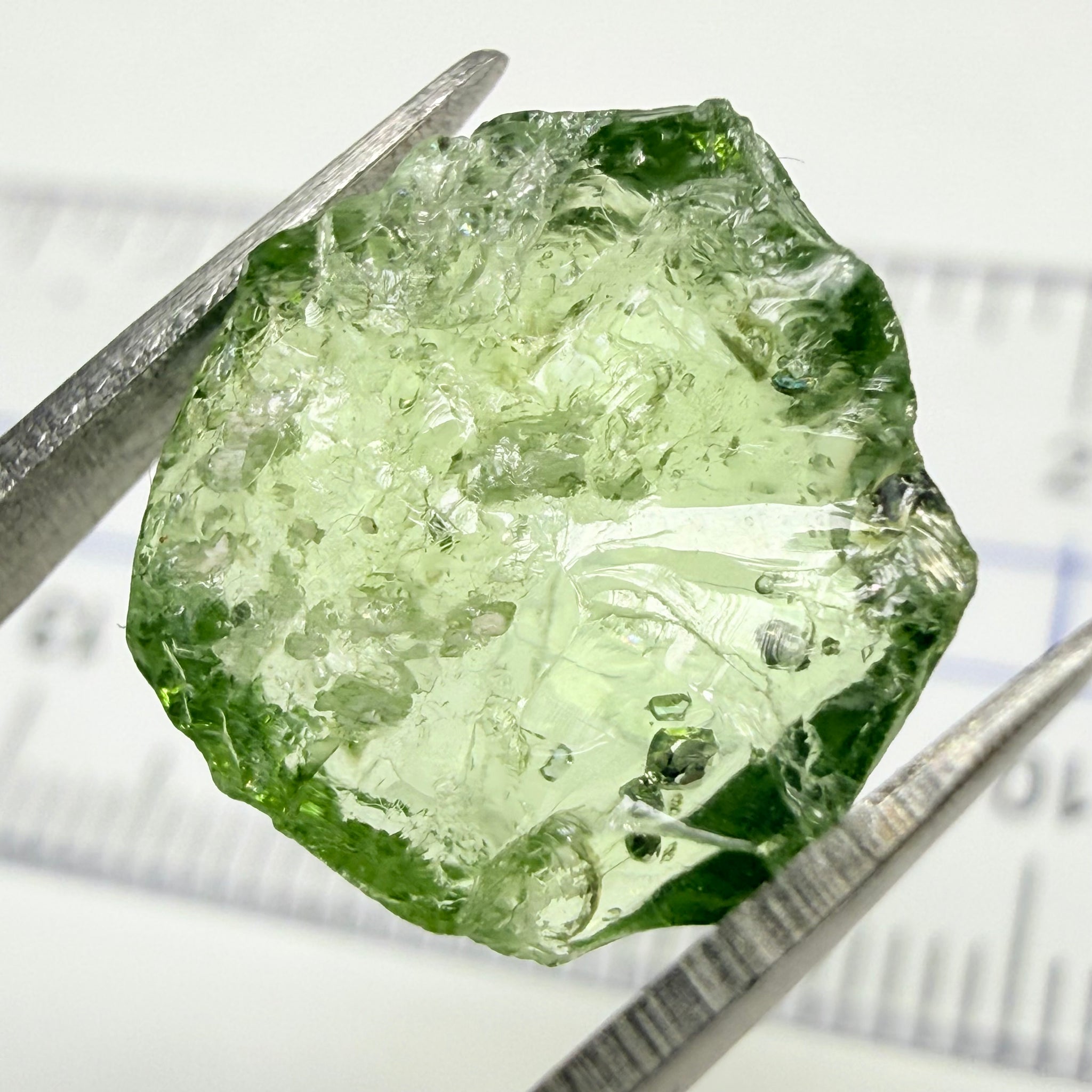 Tourmaline Crystal, 4.87ct, Laletema, Untreated Unheated, heavily included, naturally flat crystal, set as is, superb inclusions inside