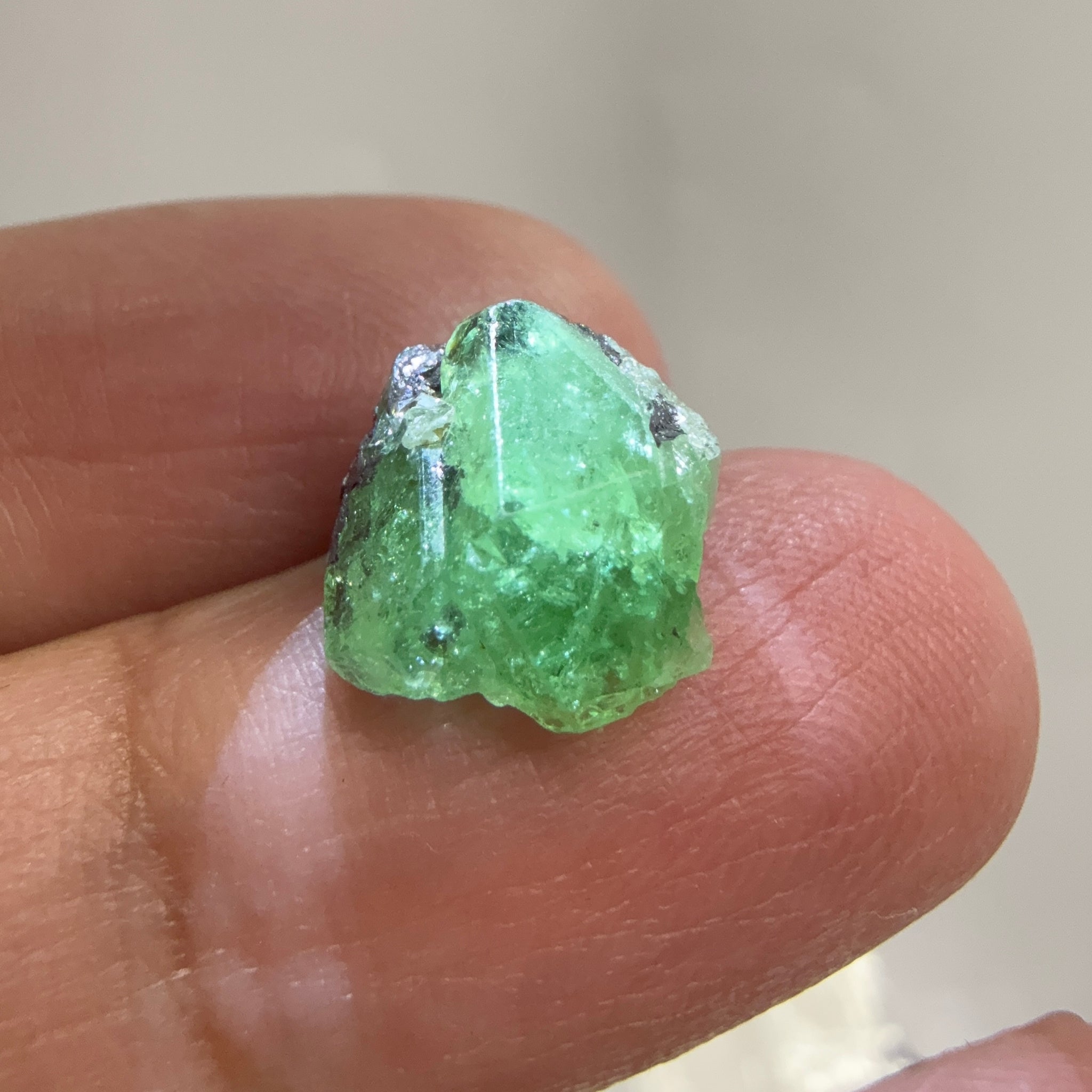 Tsavorite Crystal on Matrix. 7.81ct, Merelani. Tanzania, Untreated Unheated
