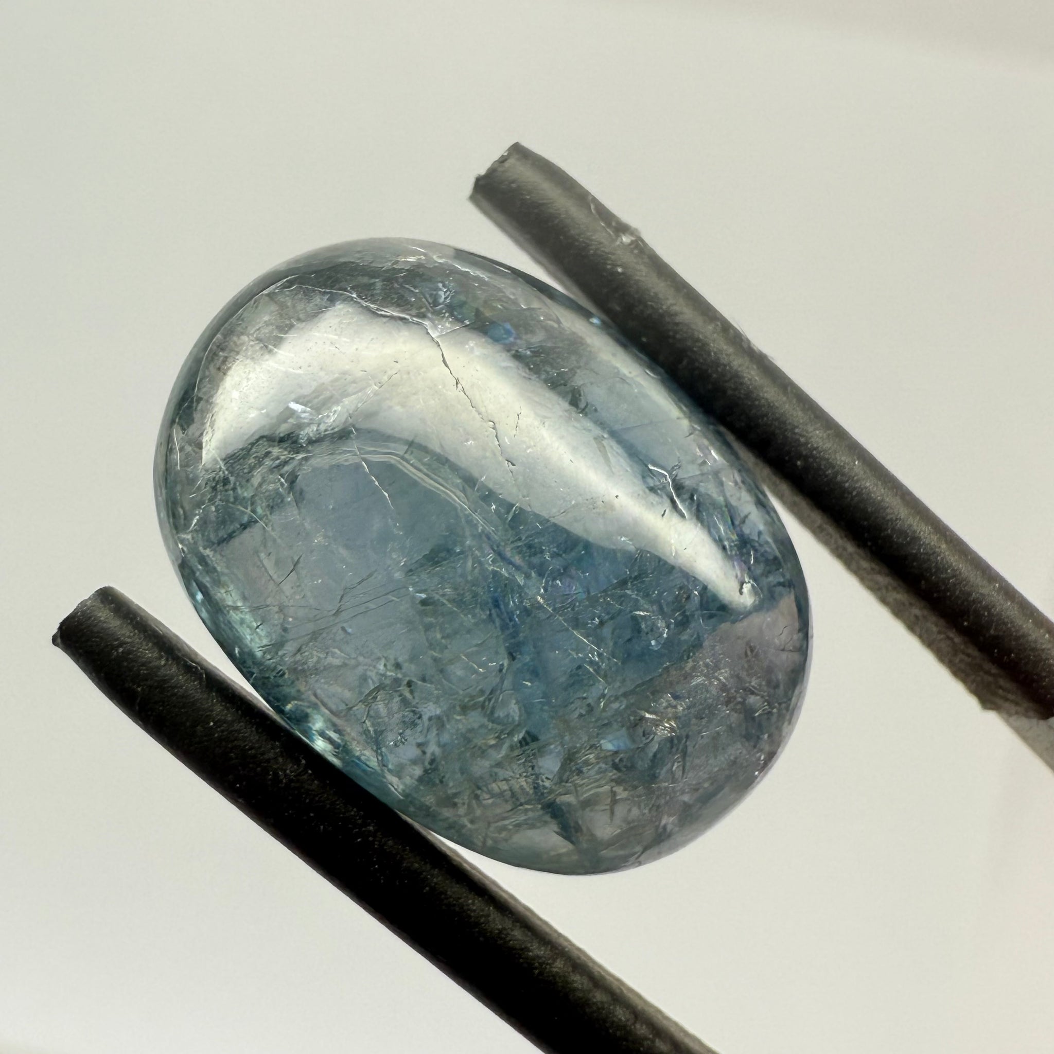 Sapphire Cabochon. 14.09ct, Umba, Tanzania. Untreated Unheated. 16.2x 11.7 x 6.7mm