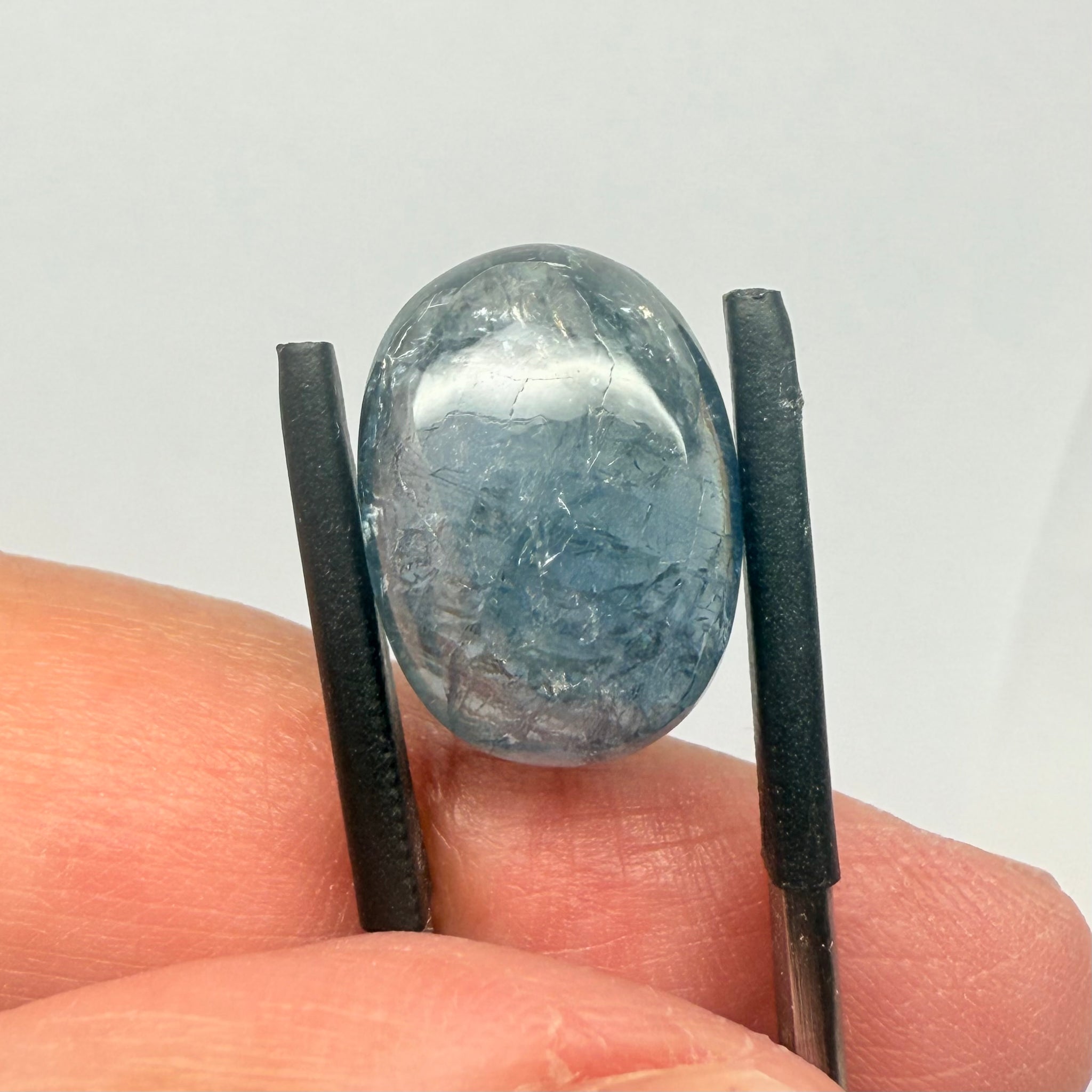 Sapphire Cabochon. 14.09ct, Umba, Tanzania. Untreated Unheated. 16.2x 11.7 x 6.7mm