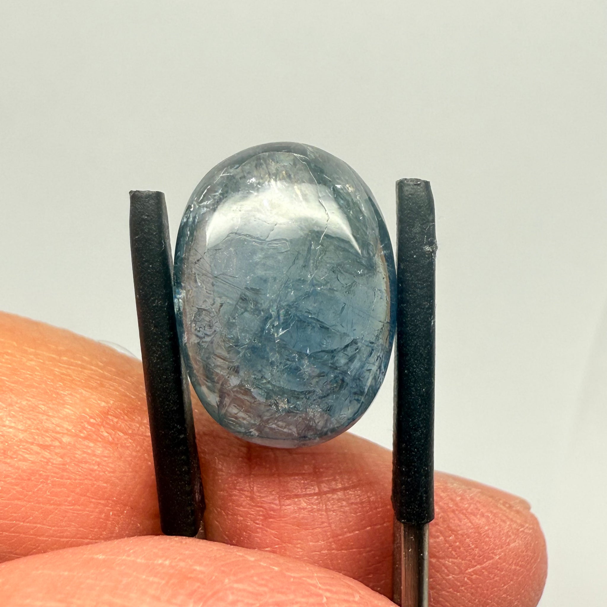 Sapphire Cabochon. 14.09ct, Umba, Tanzania. Untreated Unheated. 16.2x 11.7 x 6.7mm