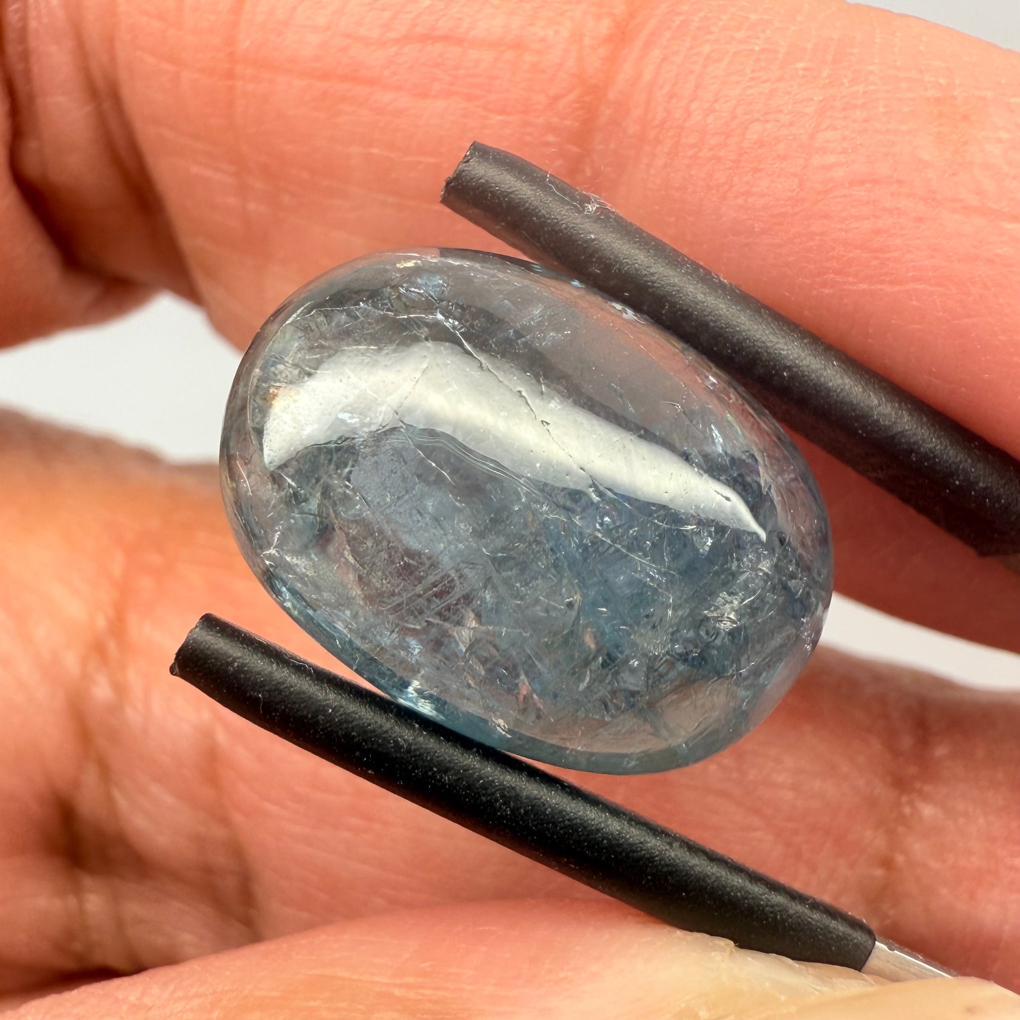 Sapphire Cabochon. 14.09ct, Umba, Tanzania. Untreated Unheated. 16.2x 11.7 x 6.7mm