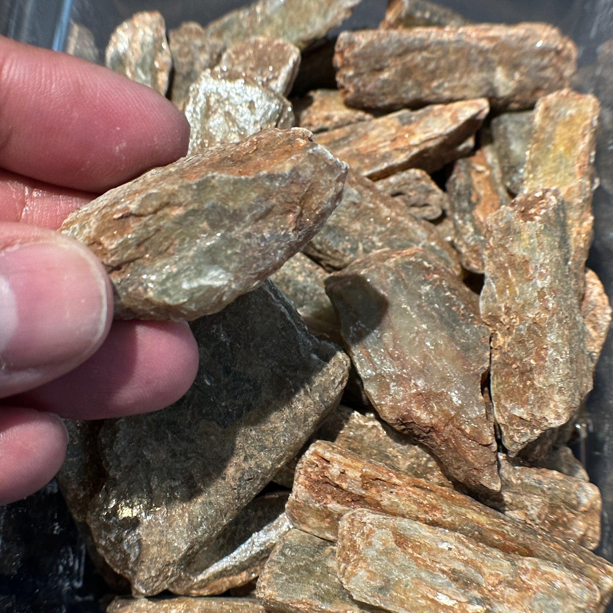 Green Orange Kyanite crystals with Mica. RARE, Tanzania. Per stone, looking for a particular shape, just ask