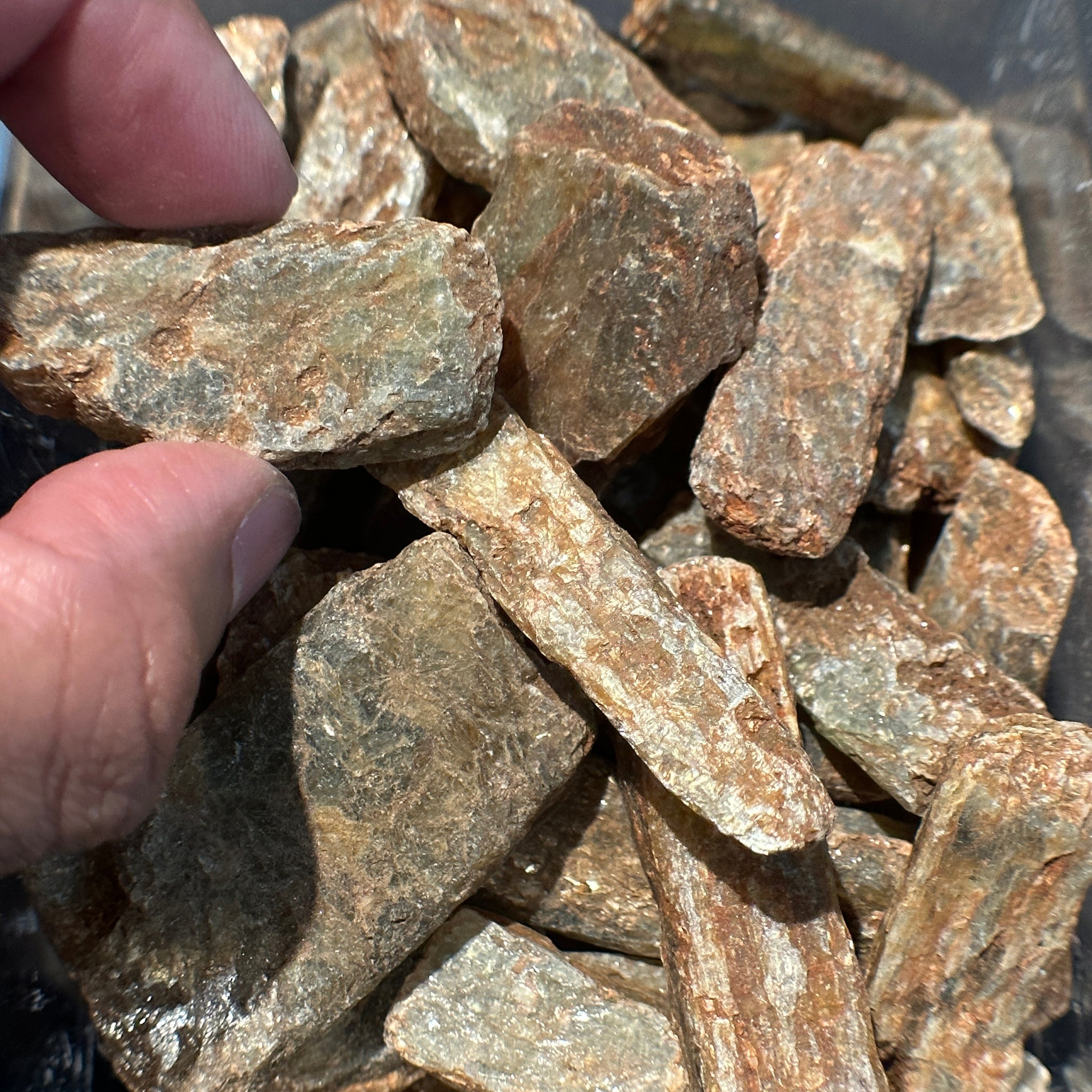 Green Orange Kyanite crystals with Mica. RARE, Tanzania. Per stone, looking for a particular shape, just ask