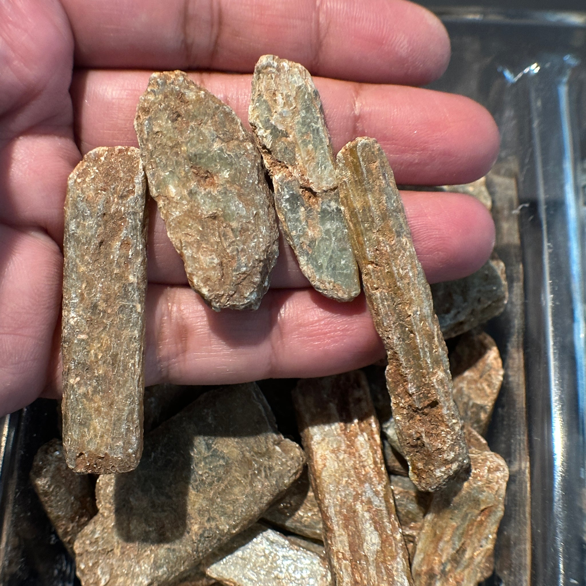 Green Orange Kyanite crystals with Mica. RARE, Tanzania. Per stone, looking for a particular shape, just ask