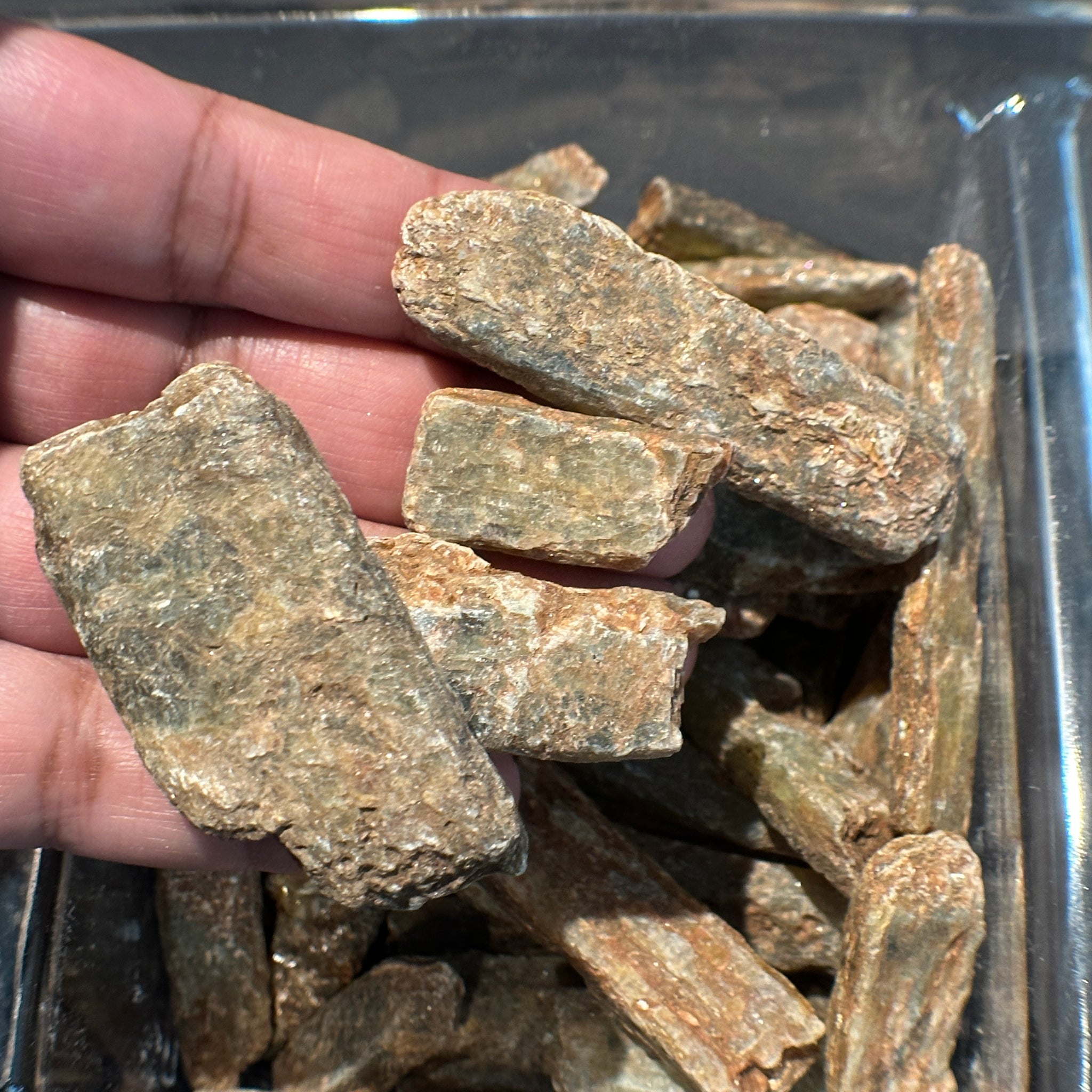 Green Orange Kyanite crystals with Mica. RARE, Tanzania. Per stone, looking for a particular shape, just ask