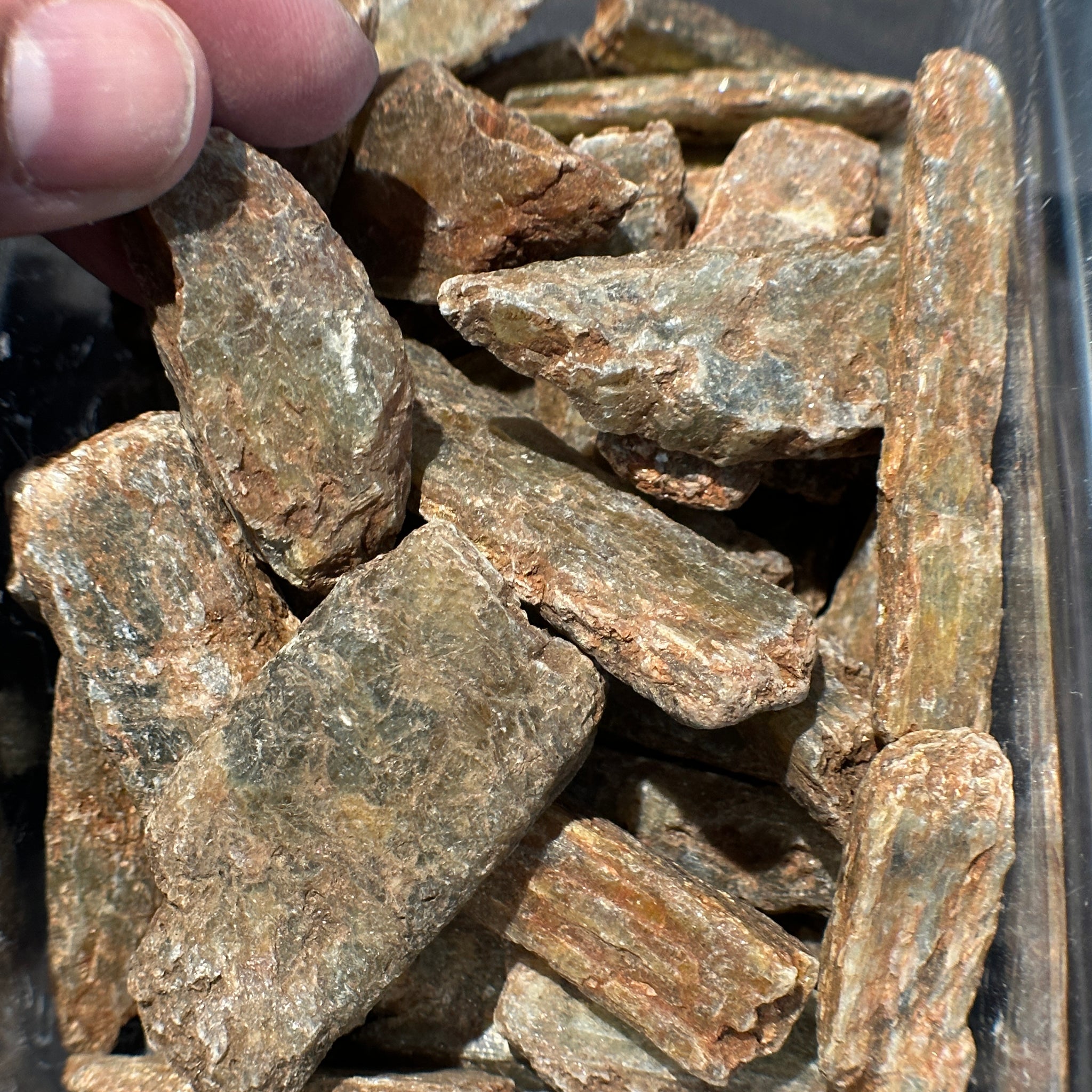 Green Orange Kyanite crystals with Mica. RARE, Tanzania. Per stone, looking for a particular shape, just ask